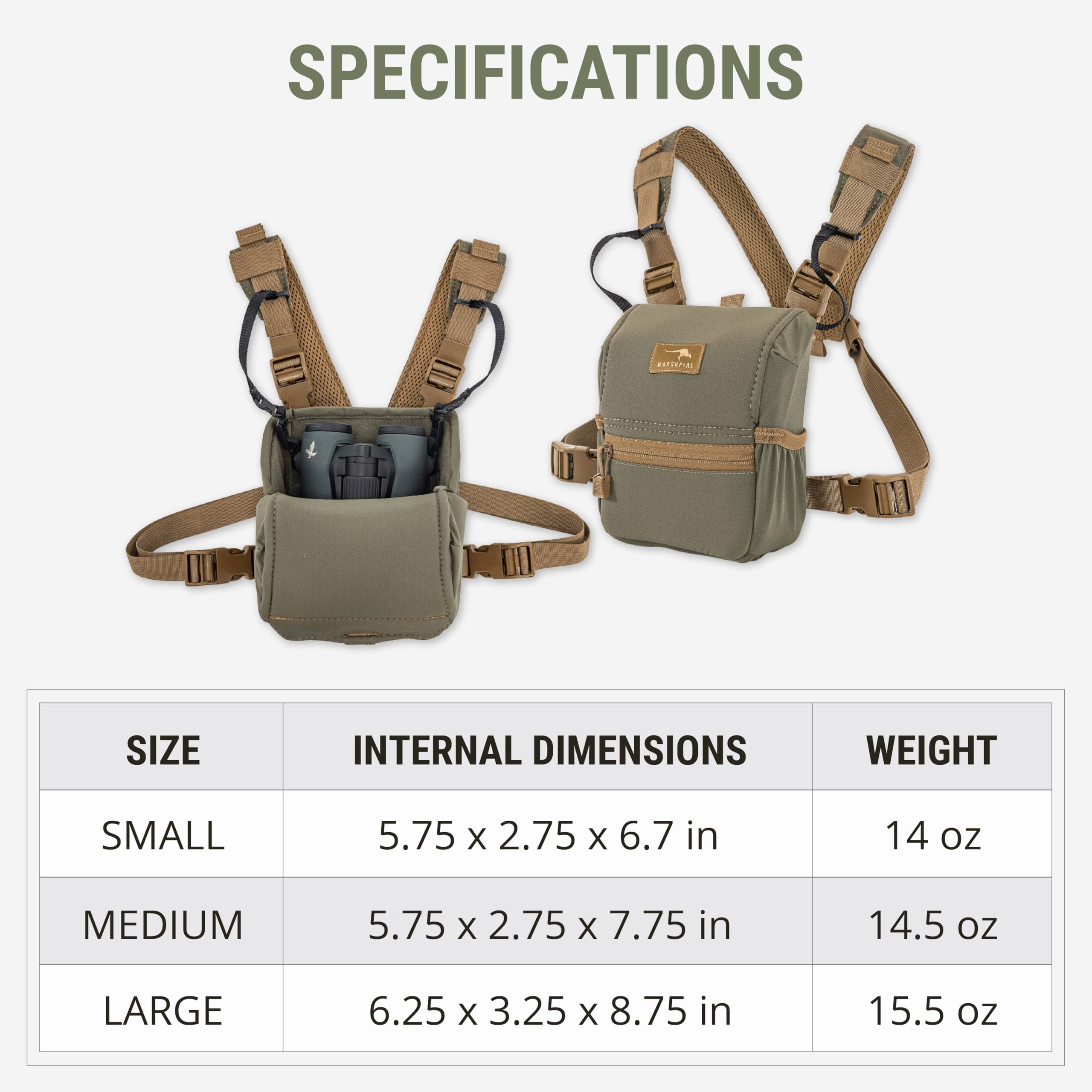 Marsupial Gear Enclosed Binocular Pack, Blaze, Small