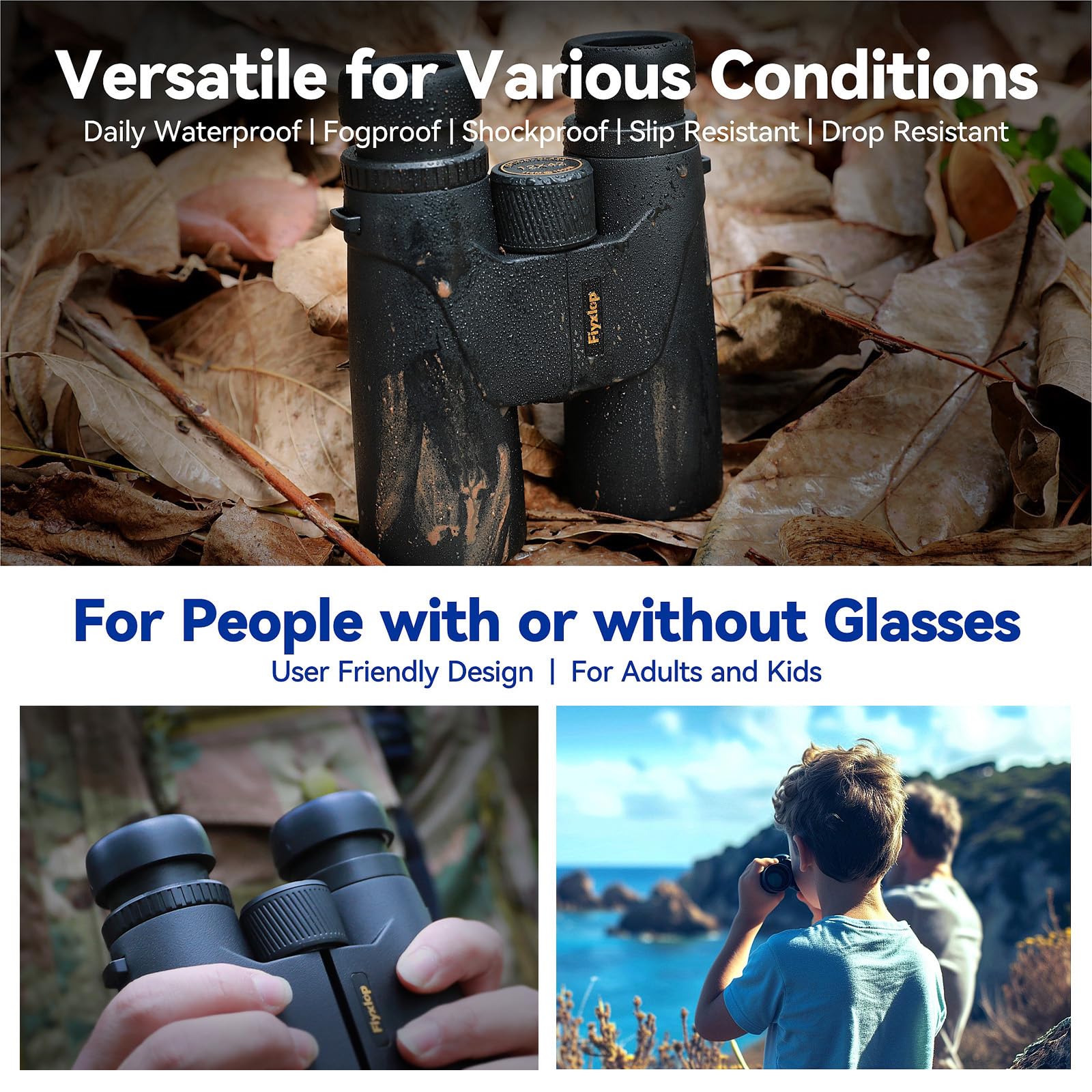 Fiyxlop 12X42 Hd Binoculars For Adults -  Bak4 Prism And Fmc Lens, Phone Adapter + Tripod For Bird Watching, Cruise Ships, Concerts, Hunting, Hiking, Wildlife Observation