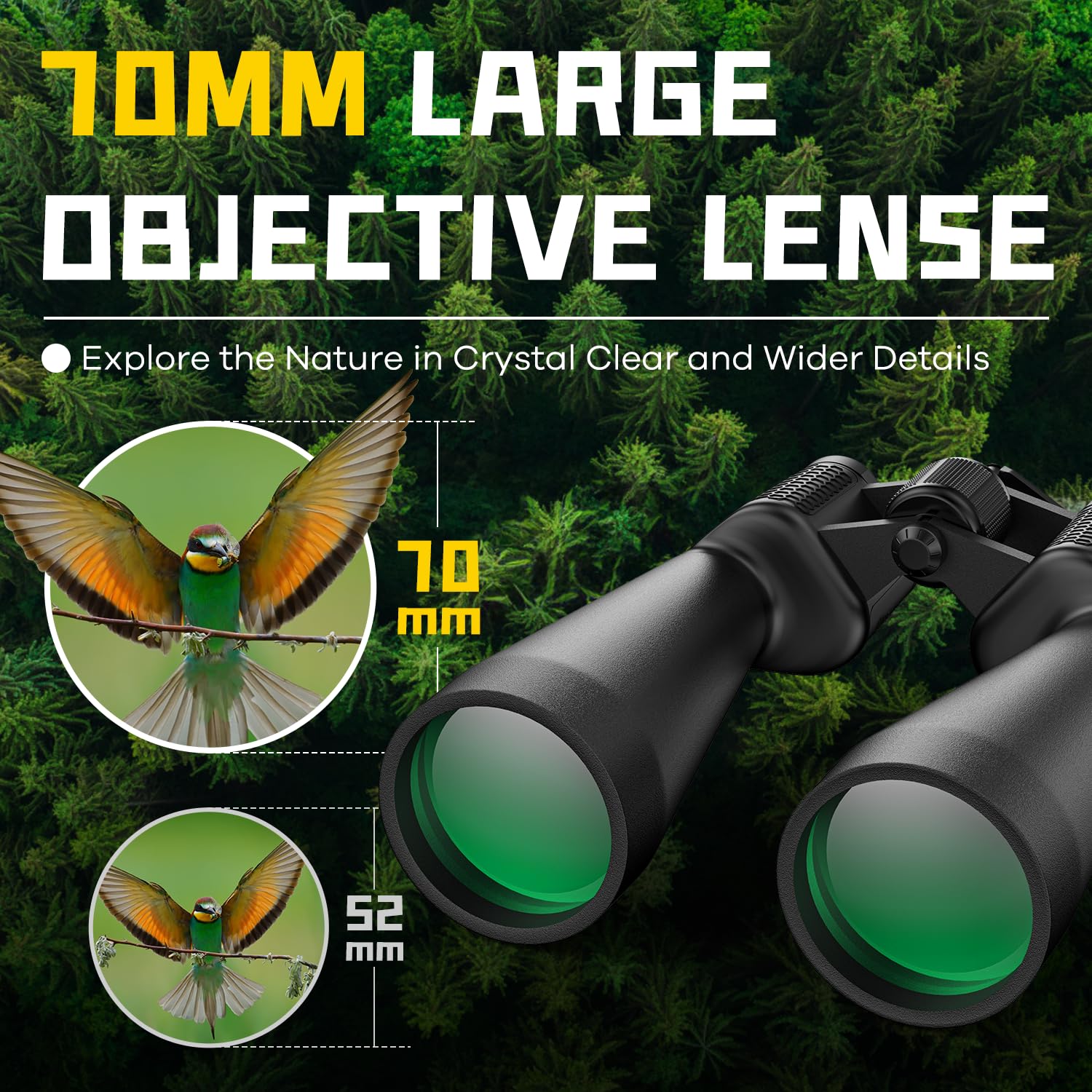 Flyant 15-35X70 Zoom Binoculars For Adults, High Power 35X Hd For Stargazing & Bird Watching, Waterproof Binocular With Tripod Adapter, Ideal Essentials For Cruise Ship, Travel, Camping, Outdoor, Hunting