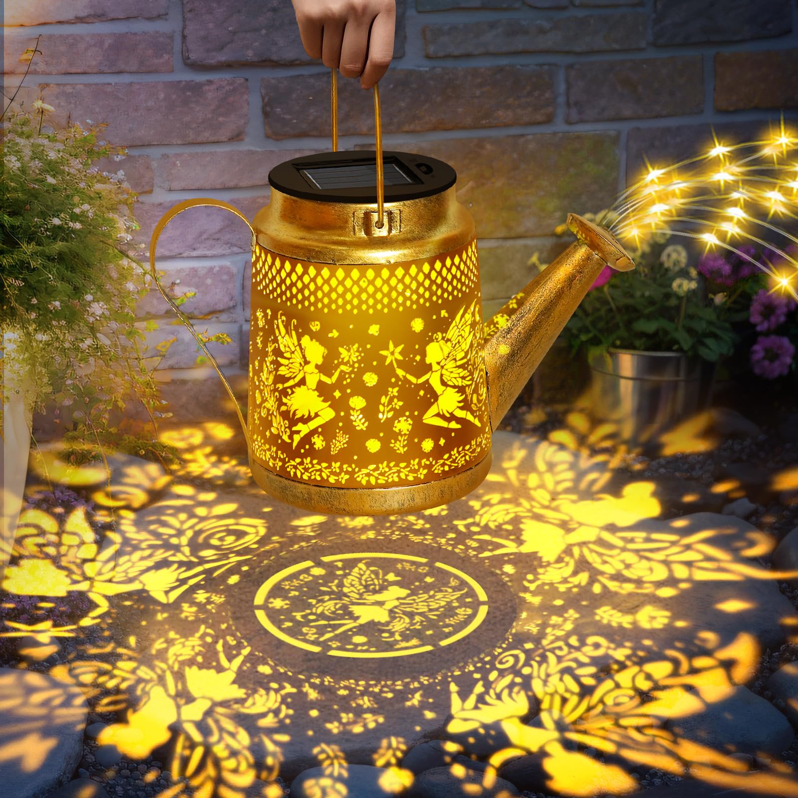 Ostritec Solar Watering Can Lights Outdoor Garden Decor, Large Fairy Hanging Lantern With Shepherd Hook, Waterproof Garden Lights For Outdoor Landscape Pathway Yard, Garden Gift For Mom Grandma