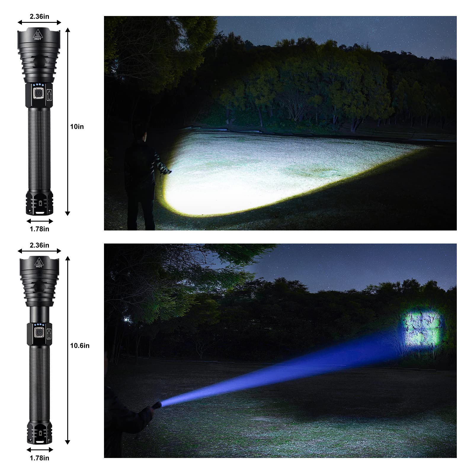 Namina 160000Lm Most Powerful Xhp90 Led Flashlight Brightest Zoom Torch P90 Type C Usb (Updated Version)