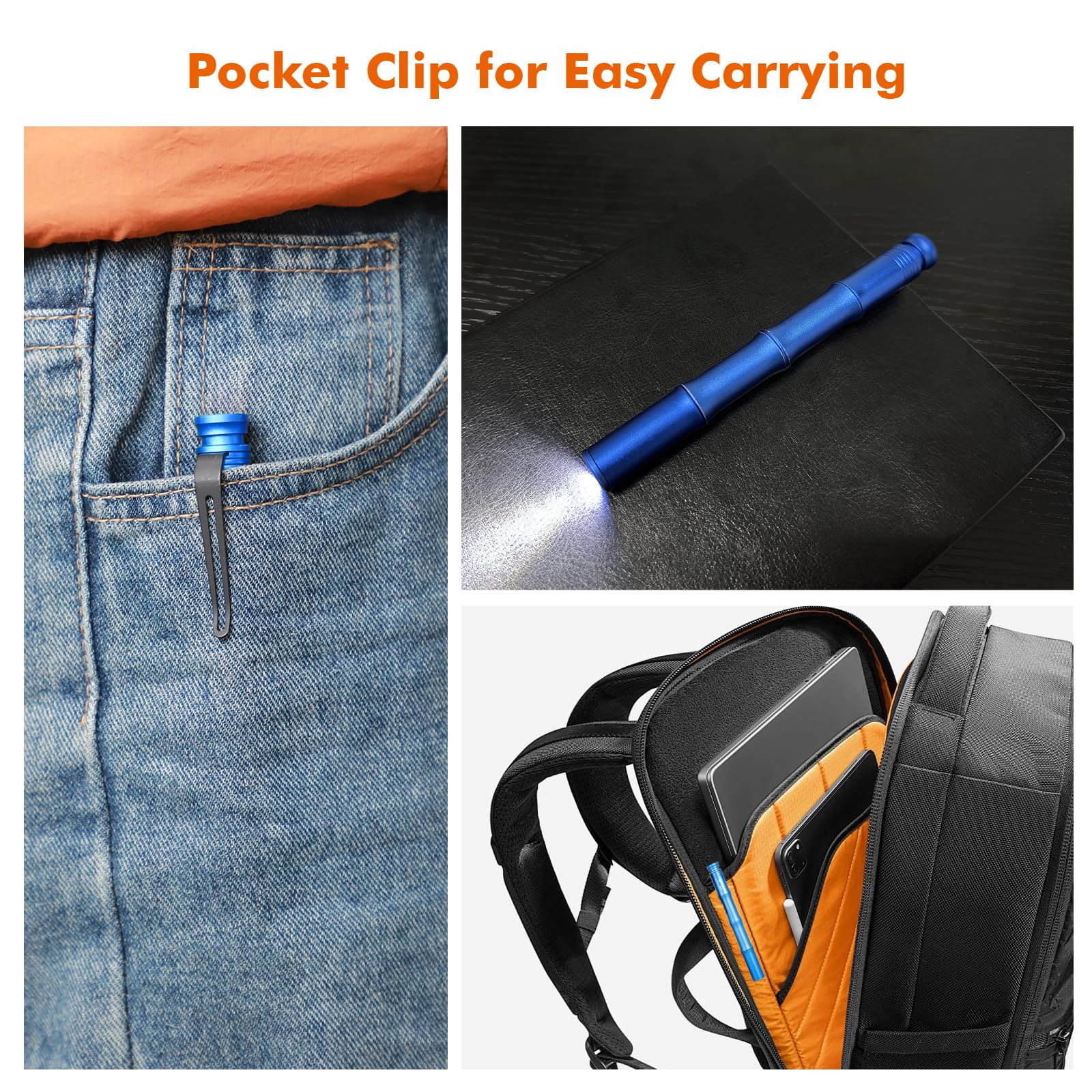 Brinyte Pl01 165 Lumen Pen Light Flashlight Dual Mode High Low Ultra Thin Aaa Battery Powered Inspection Light For Automotive Repair Mechanics Electricians With Pocket Clip (Blue)