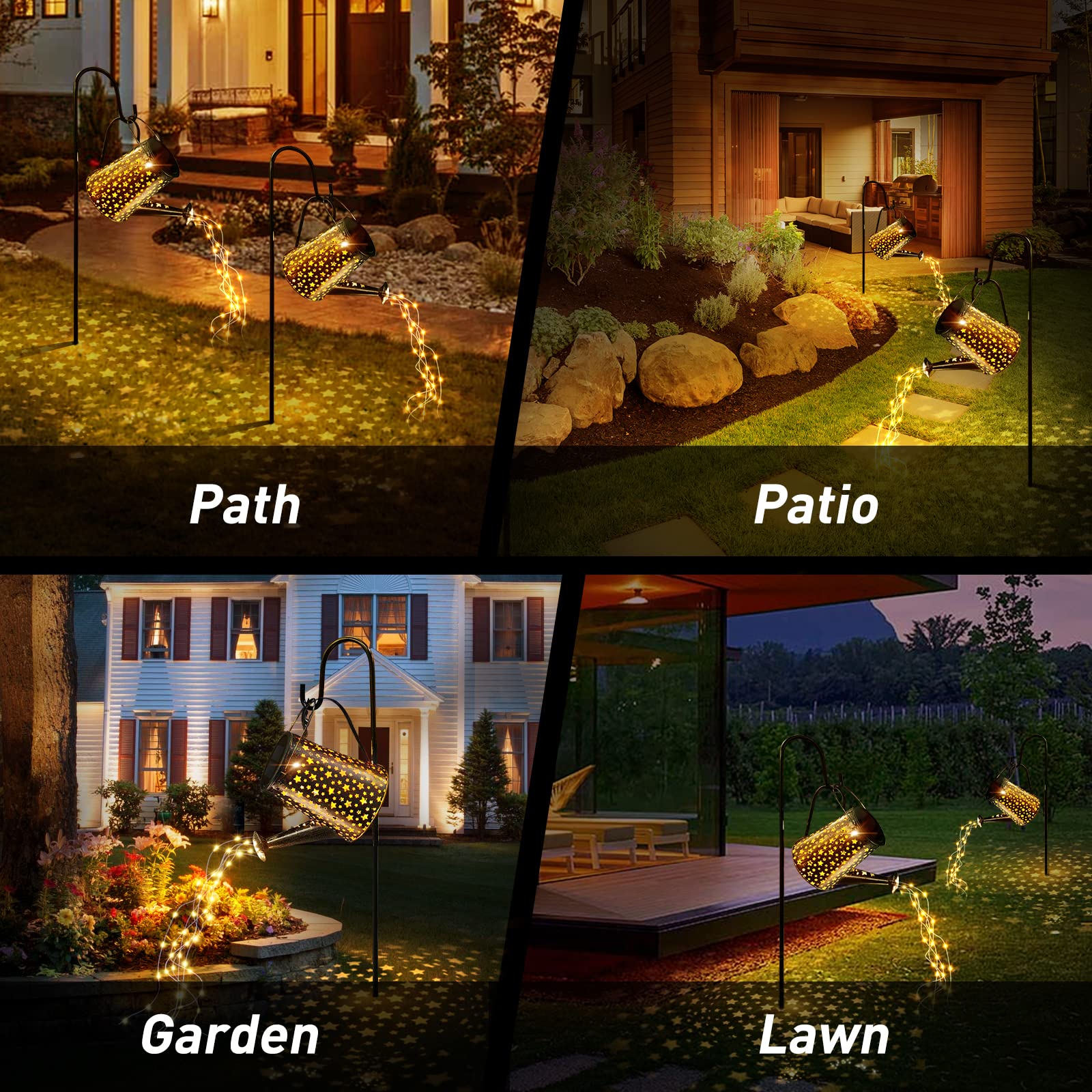 Lureshine Solar Watering Can With Lights Outdoor Garden Decor Waterproof Star Solar Garden Lights For Table Deck Yard Lawn Patio Pathway Walkway Courtyard Party Decorations Gardening