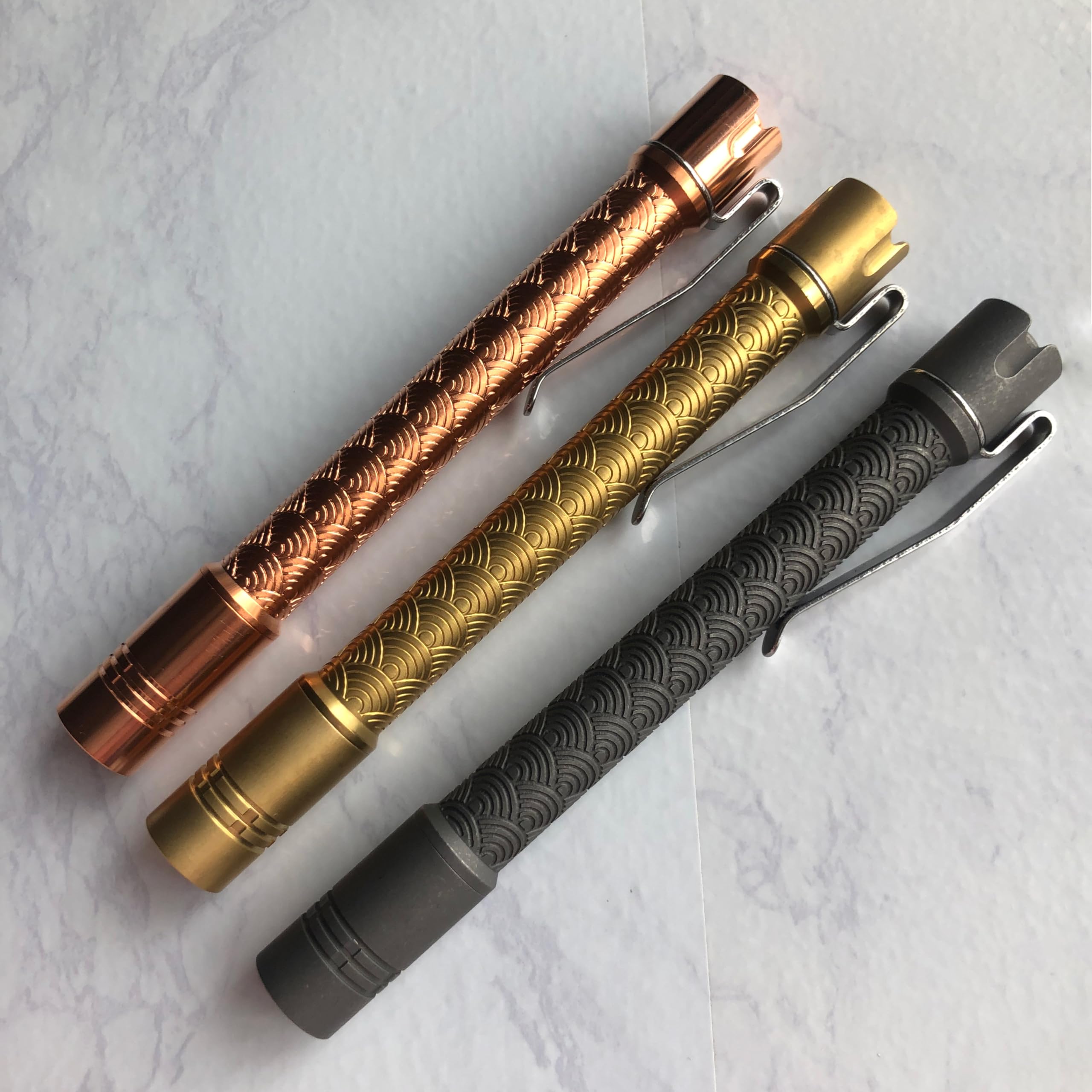 Paerku Pineapple Mini Flashlight Penlight, 6000K Xpl Hi Led 10880/Aaa Small Led Copper Flashlight By Reylight For Outdoor, Power Outage Lighting, Emergency Lighting, Without Batteries