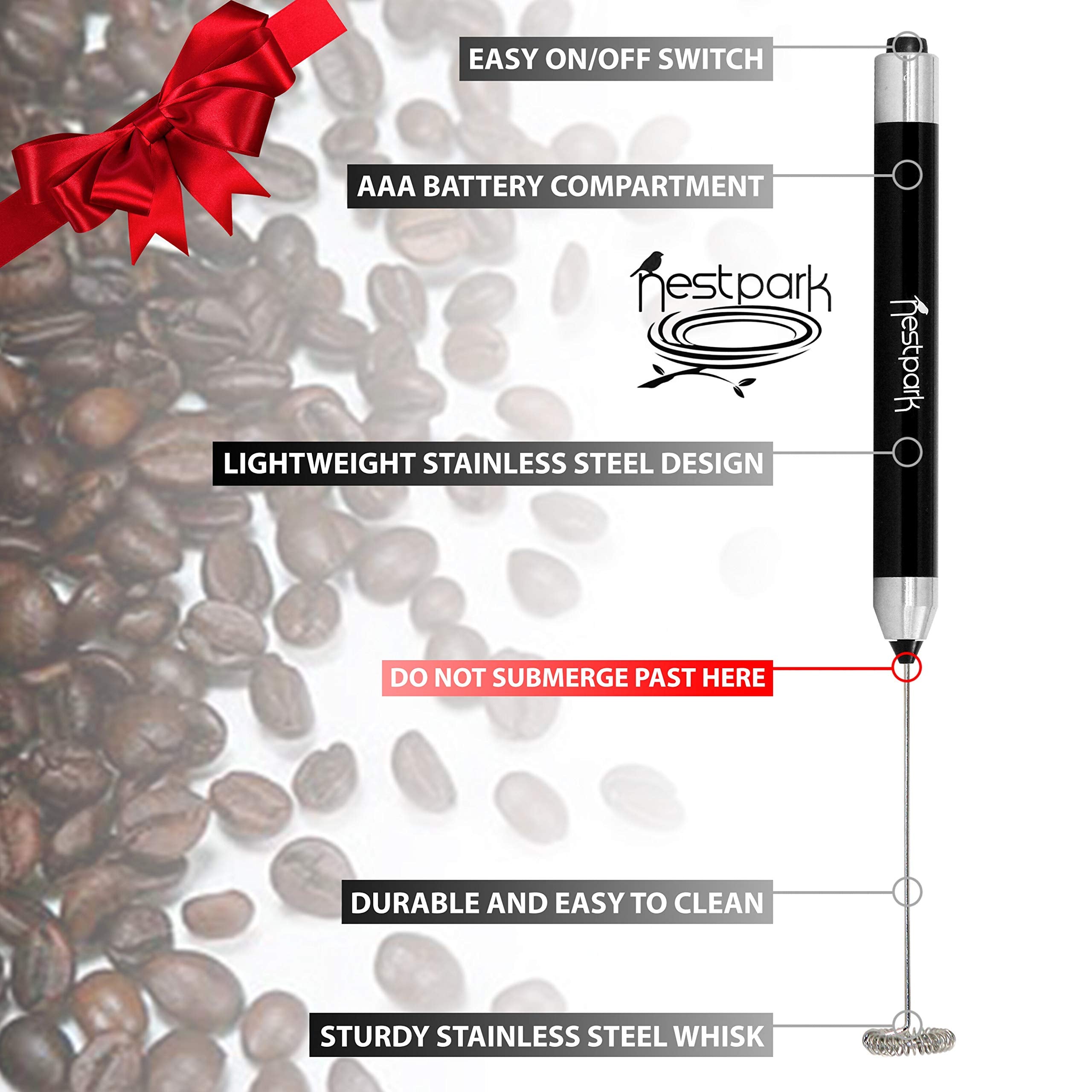 Nestpark Portable Drink Mixer Small Handheld Electric Stick Blender Cordless And Battery Operated Bulletproof Keto Coffee Blender