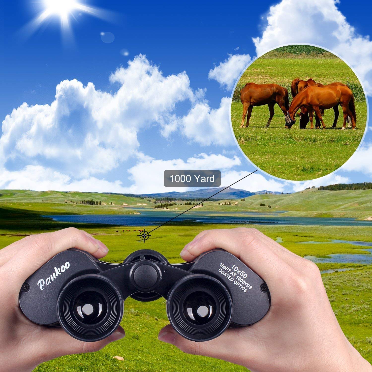 Pankoomonocular 10X50 Powerful Binoculars For Adults With Low Light Night Vision, Large Eyepiece, 10 Seconds Quick Focus, Waterproof Wide Angle Compact-Binoculars-For-Adults-Bird-Watching, Hunting, Concerts