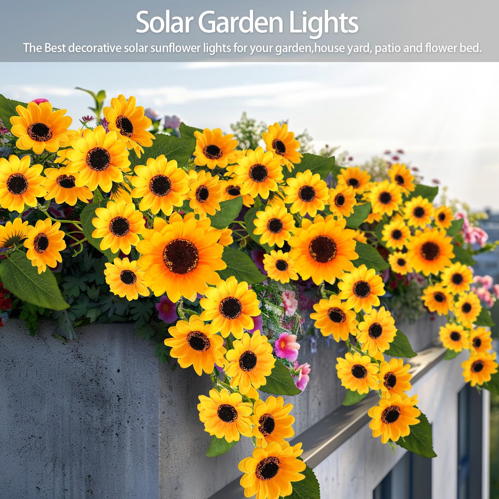 Stadeco Solar Garden Lights Outdoor, 2 Pack Sunflower Lights With 46 Lifelike Sunflower, Waterproof 90 Bright Led Fall Garden Decor Solar Flowers For Patio Flowerbed Yard, Gift For Mom