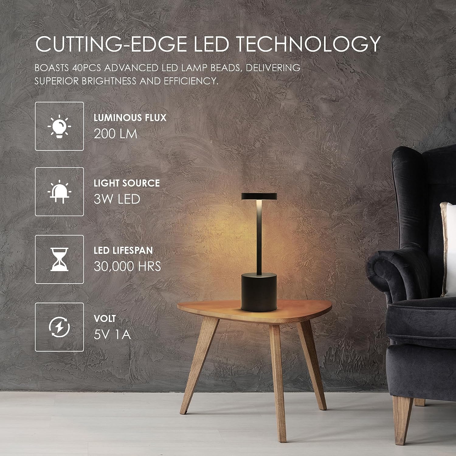 Dysmio Golden Wireless Led Table Lamps With Touch Dimming - Stylish Pack Of 2 For Home And Restaurant