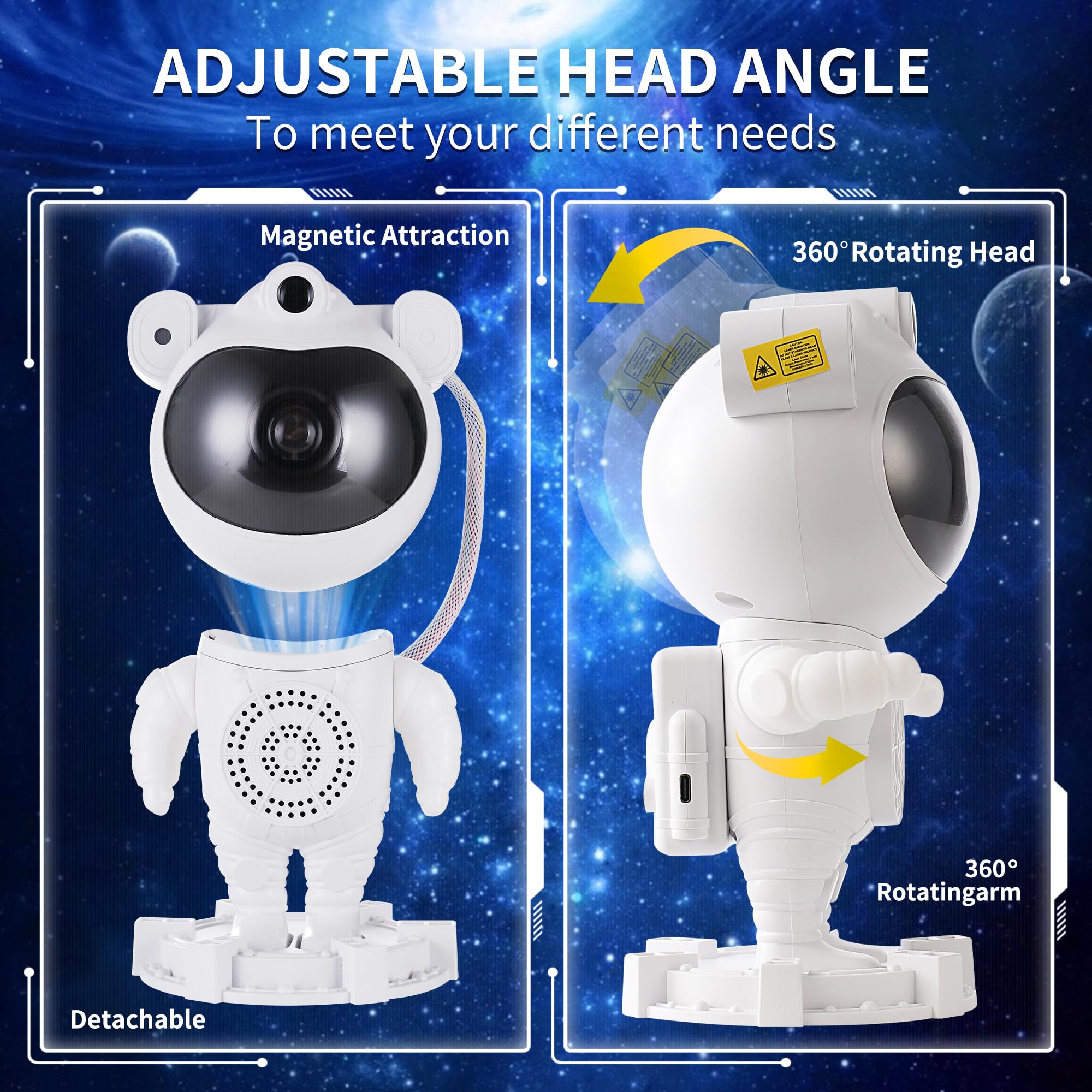 Luxonic Star Astronaut Projector Light With Bluetooth Speaker, Galaxy Moon Nebula Ceiling Night Light, Remote Control, For Kids Adults For Bedroom, Christmas, Birthdays, Valentine'S Day
