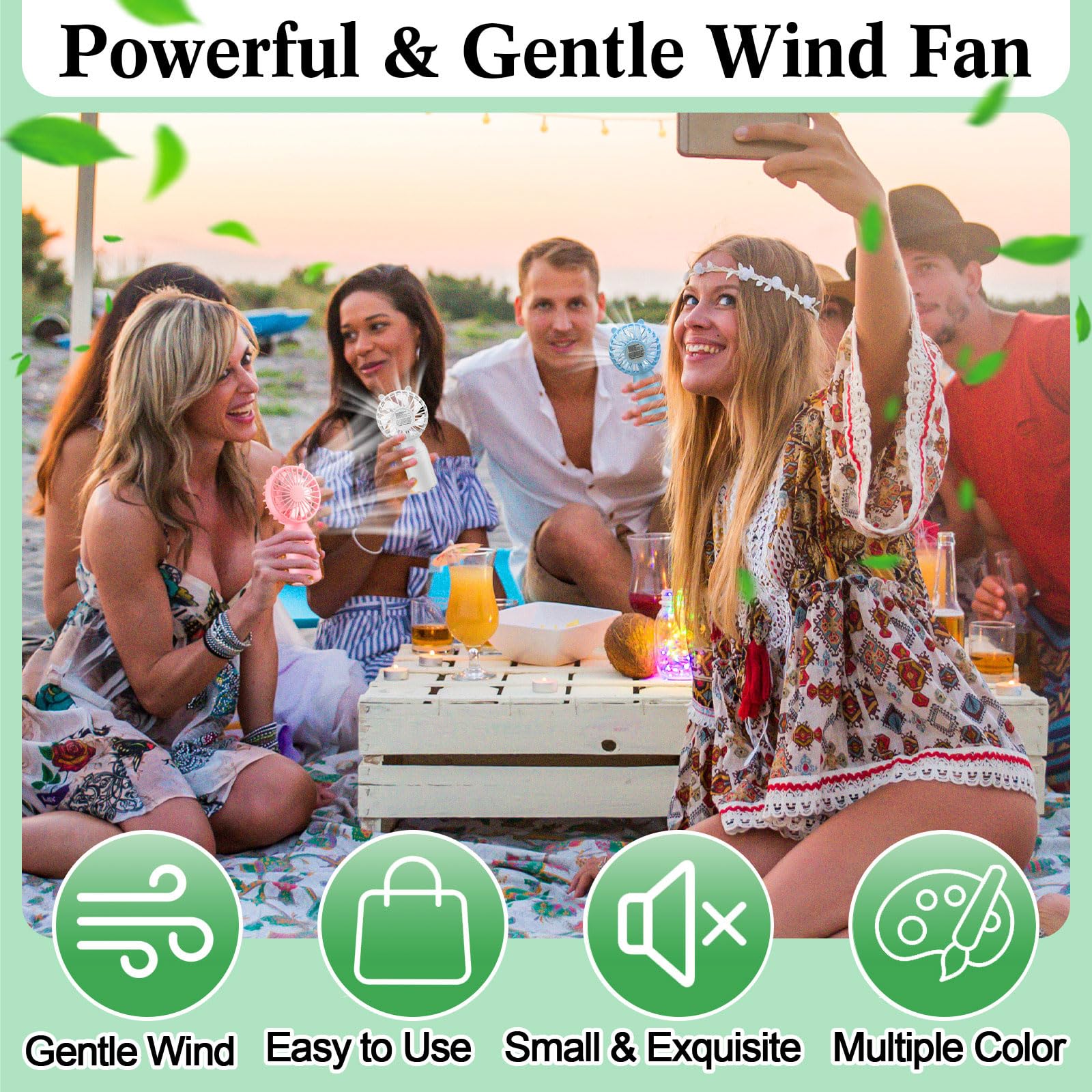 Mini handheld fans with lanyard for makeup and eyelash care, battery operated for convenience Koospark