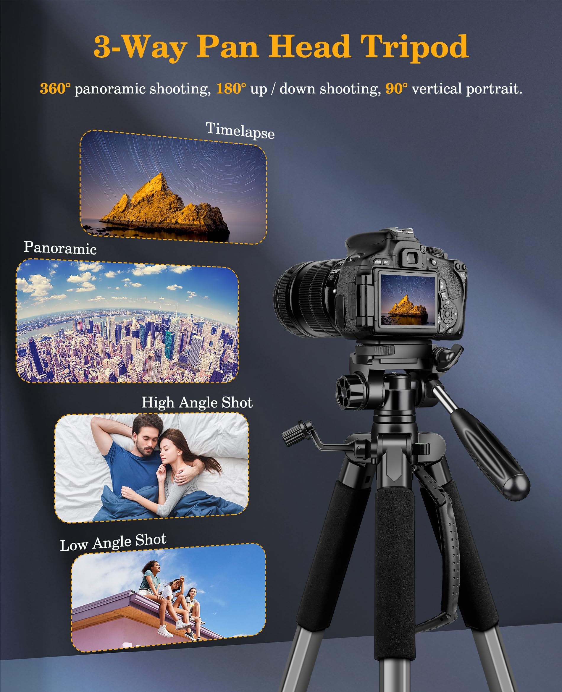 Joilcan Tripod, 75" Tripod For Camera & Phone, Heavy Duty Camera Tripod Travel Tripod With Remote Carry Bag, Tripods Compatible With Canon Nikon Camera Dslr Laser Level Camcorder