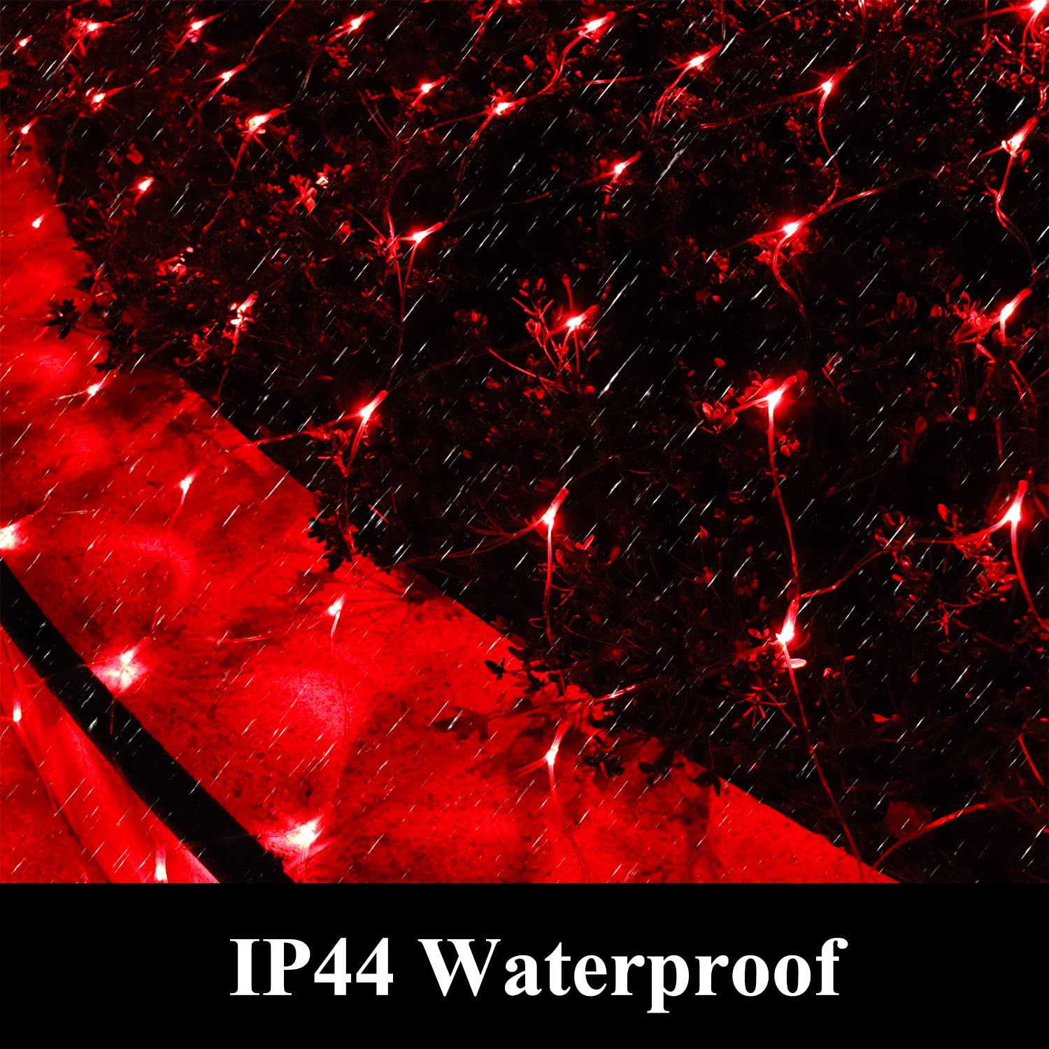 Vicila Net Light Christmas Lights Red, Tree Mesh Lights Outdoor Plug In Hanging String Lights For Xmas, Halloween, Garden, Walkway, Bushes Decor-9.8Ft X 6.6Ft(Red)