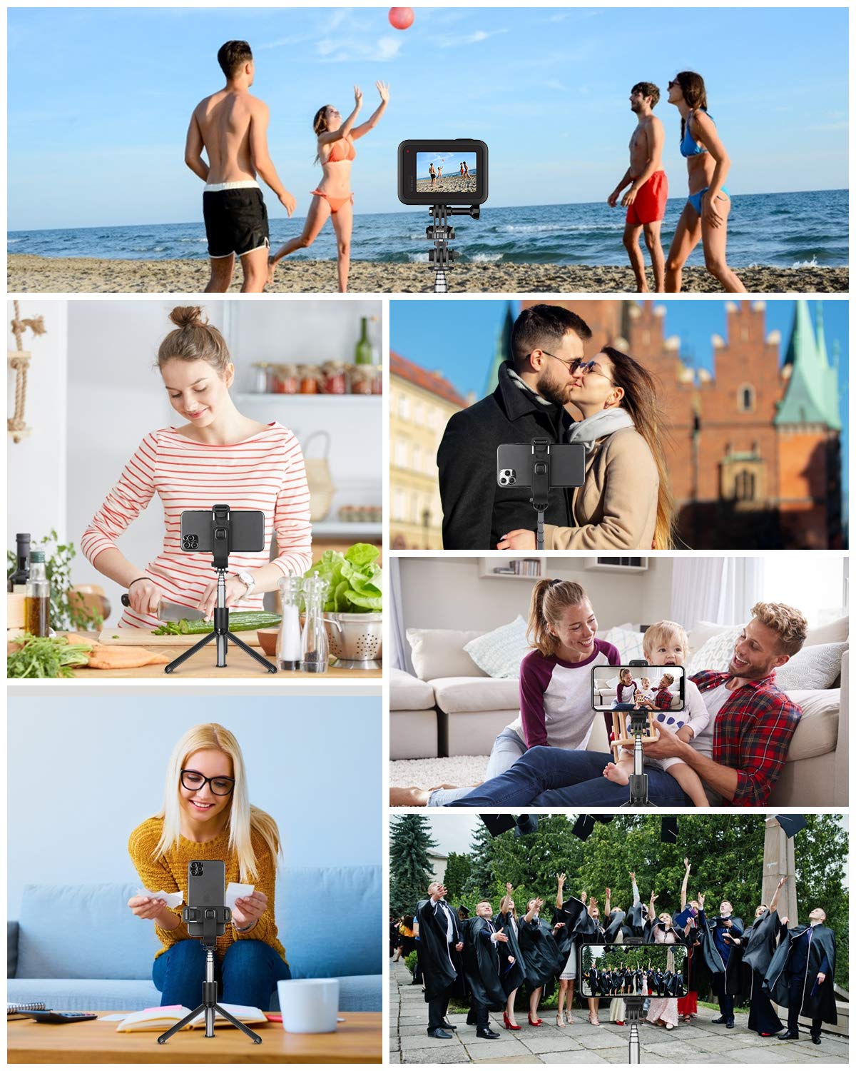 Tvache Travel Selfie Stick Tripod - Bluetooth Remote Control Phone Holder Stand,Portable,Lightweight,Extendable For Iphone 15 14 13 12 11 Pro Max Xr 8 7 Plus,Samsung Galaxy S23/S22/S21/S20,Android Etc