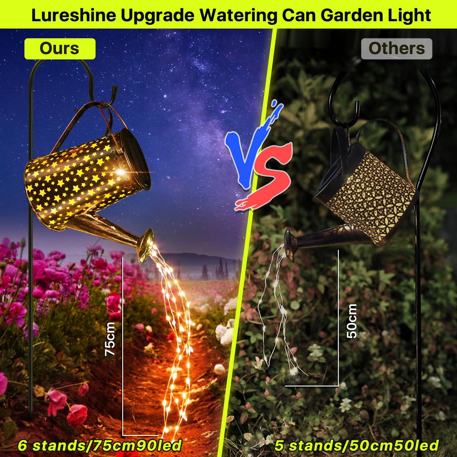Lureshine Solar Watering Can With Lights Outdoor Garden Decor Waterproof Star Solar Garden Lights For Table Deck Yard Lawn Patio Pathway Walkway Courtyard Party Decorations Gardening