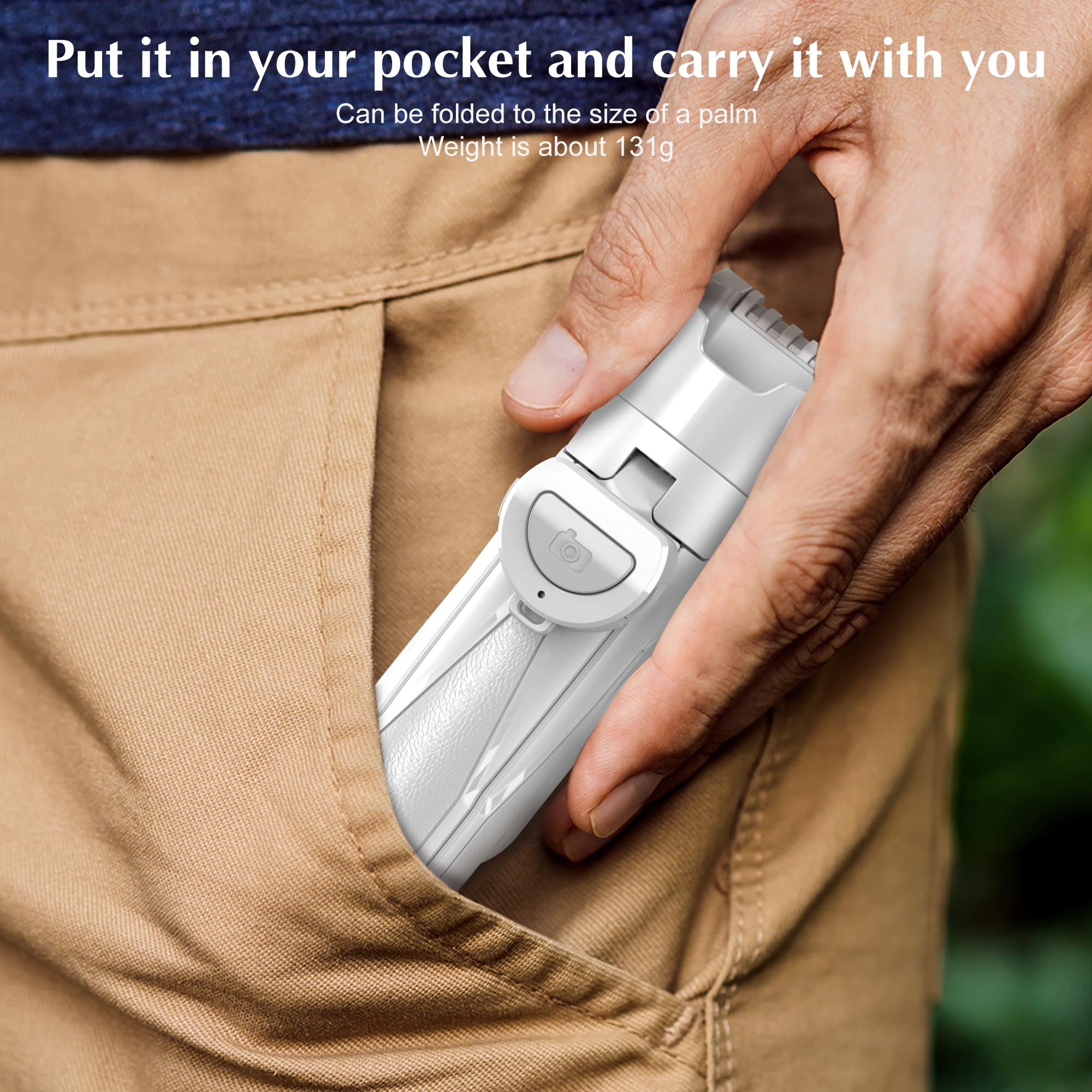 Eug-Products Mini Selfie Stick Tripod, Extendable Grip Phone Tripod With Detachable Remote Pocket Size, 4-In-1 Mini Phone Grip, 10M Wireless Shutter, Vlog Livestreaming Photography （White）