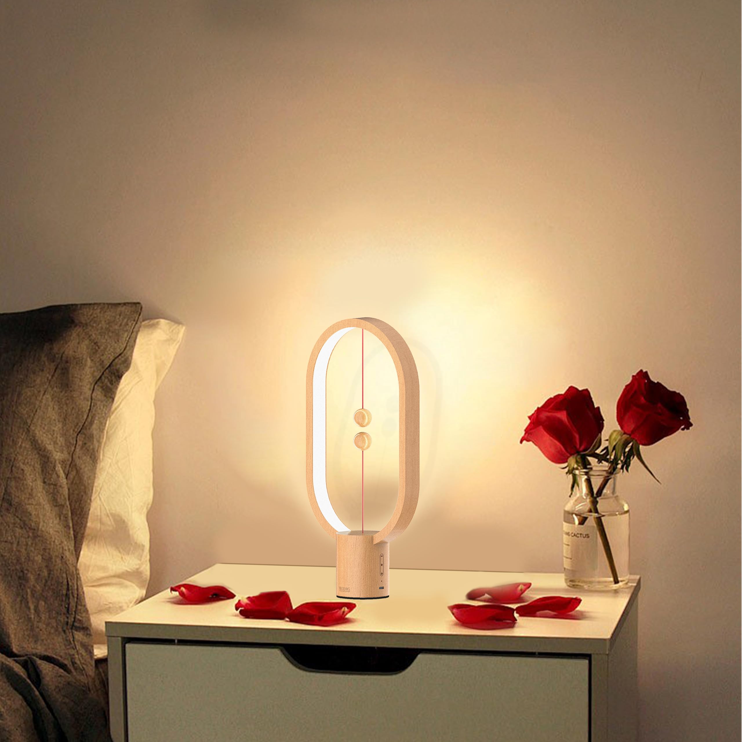 Babloom Heng Balance Light, Usb Powered Led Table Lamp, Creative, Magnetic Switch Night Light, Dimmable Eye Protection Table Lamp, Used For , Decoration Bedside, Dormitory And Office(Wood Grain)