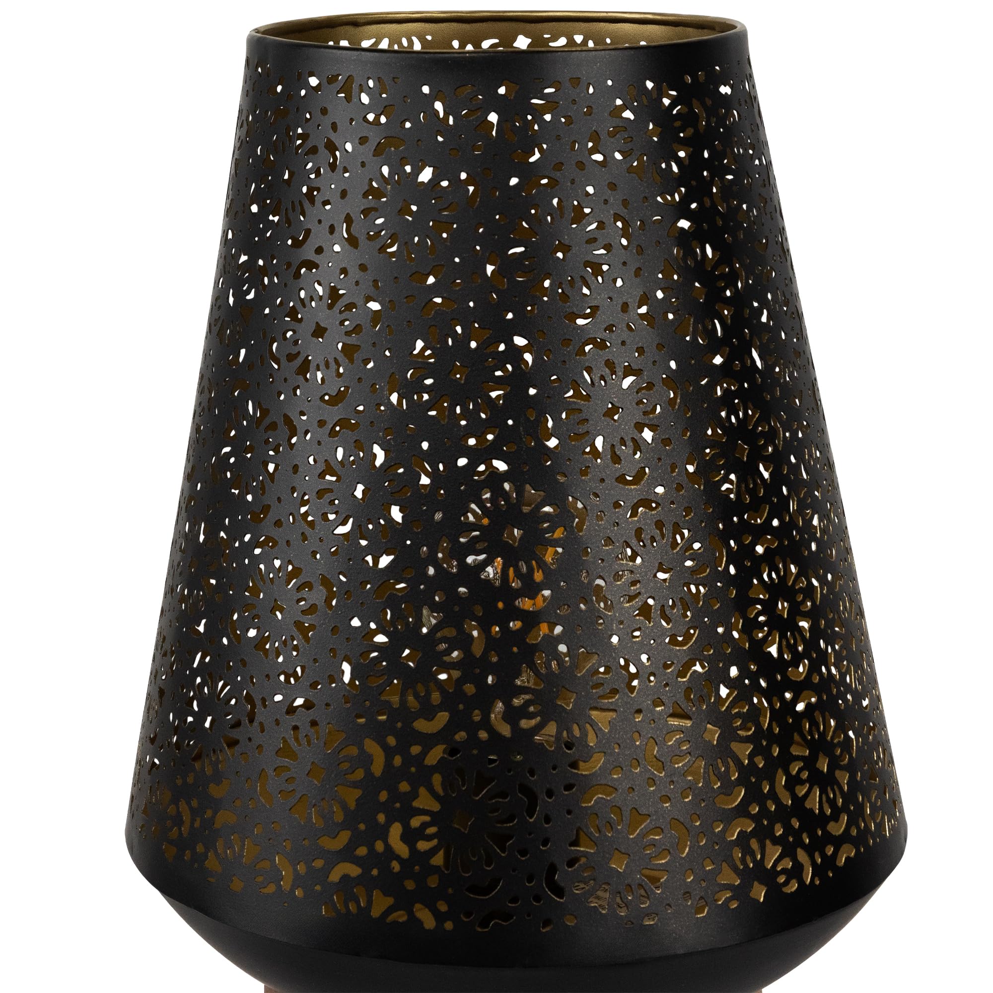 Northlight Floral Laser-Cut Table Iron Lamp With Wooden Base - 10.75" - Black