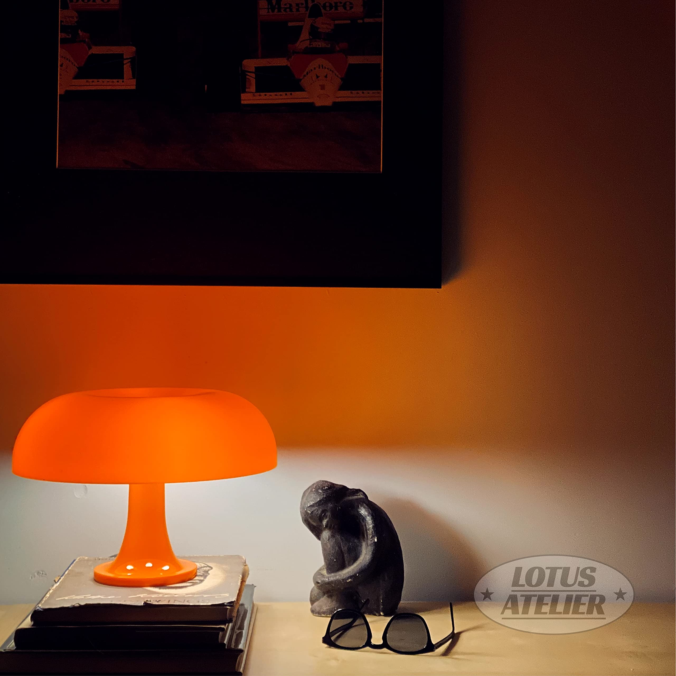 Lotus Atelier Orange Mushroom Lamp For Room Aesthetic Modern Lighting For Bedroom | Cool Retro Living Room Decor (Orange)