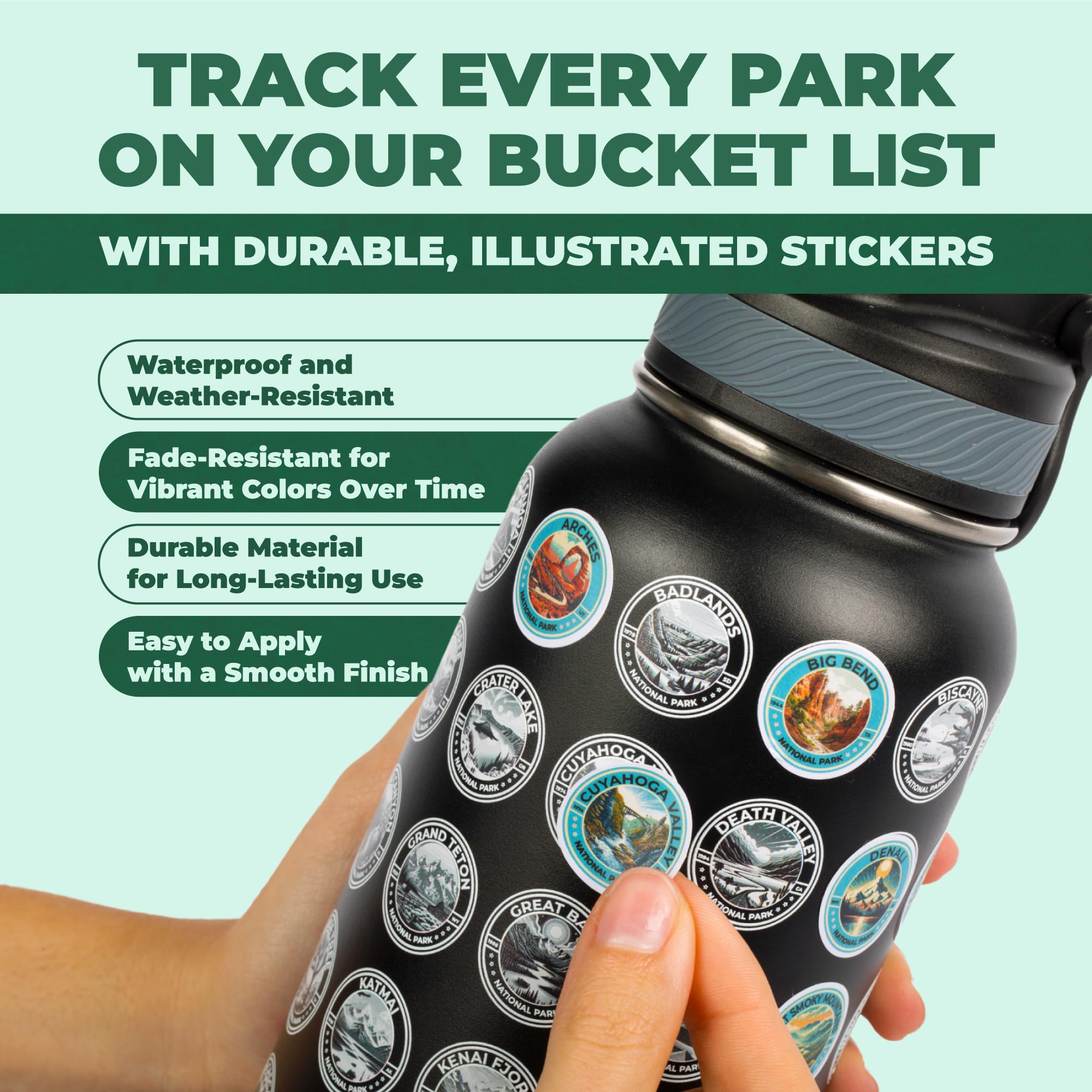 National Parks Water Bottle: Your Ultimate Hydration & Bucket List Kit (Features 2 Lids, Adventure
