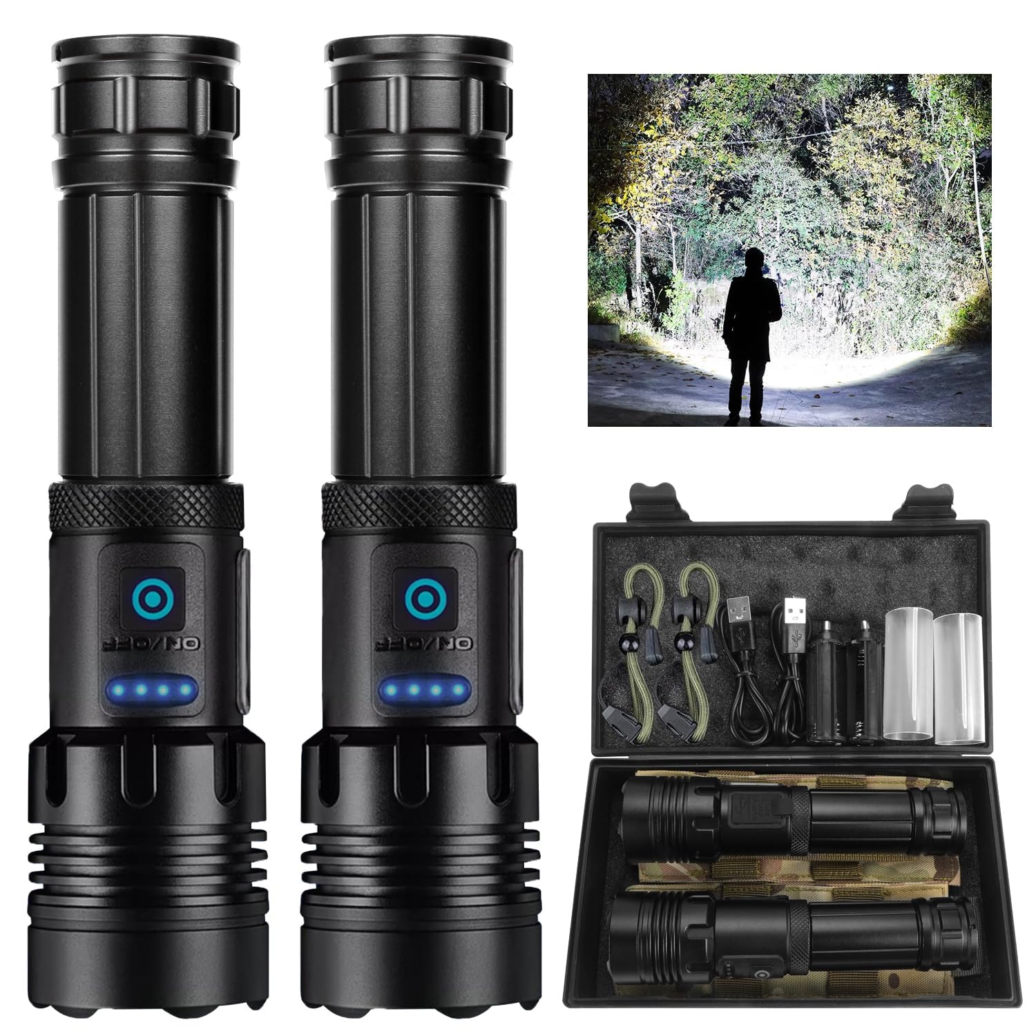 Shtalhst 2 Pack Flashlights High Lumens, 1000,000 Lumens Super Bright Rechargeable Led Flashlights, Long Lasting And Water Resistance, Powerful Flashlights With 7 Lighting Modes For Home Camping Hiking