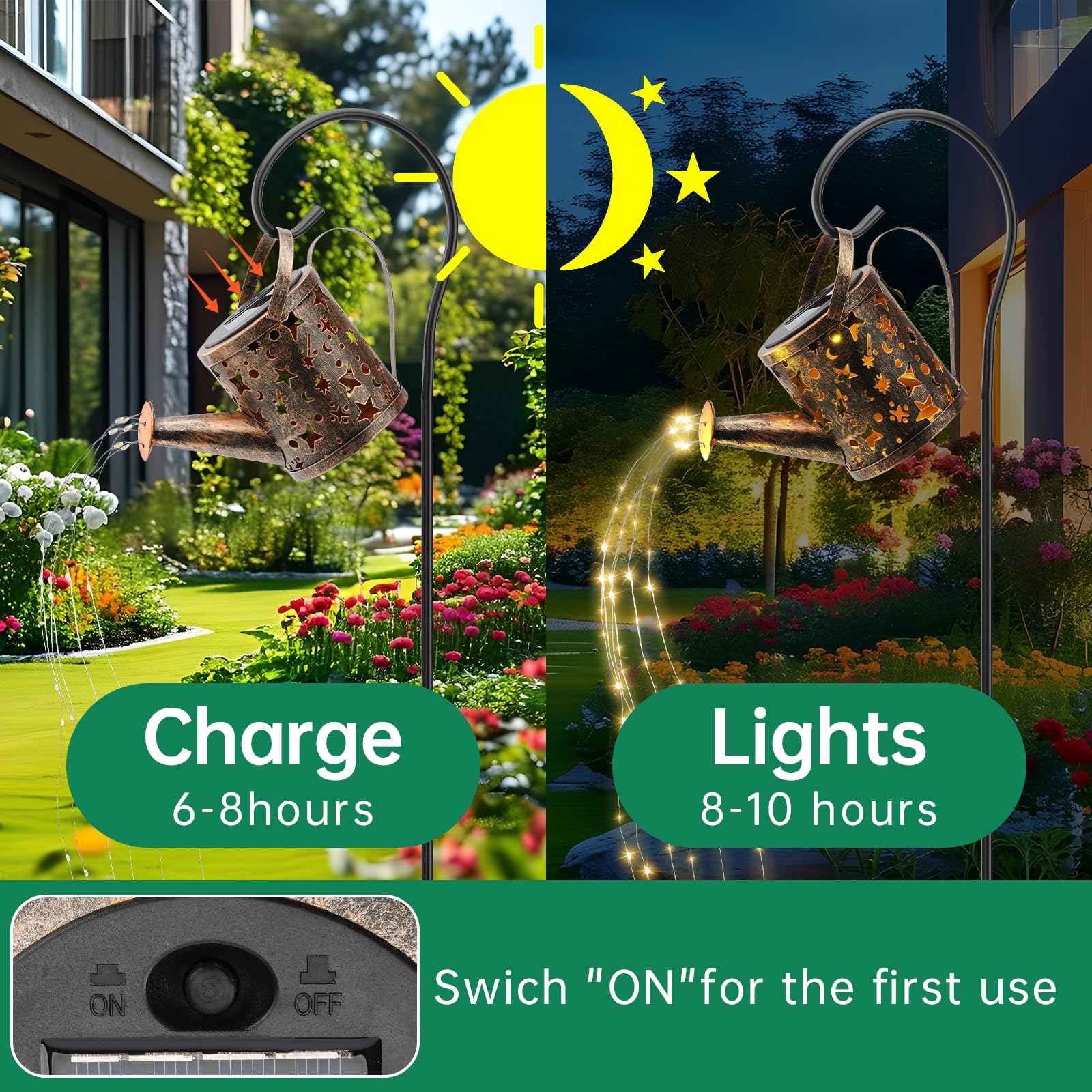 Hhuwrul Solar Watering Can With Lighting, Waterproof Solar Lights Outdoor Garden Decoration For Patio Lawn Sidewalk Paths