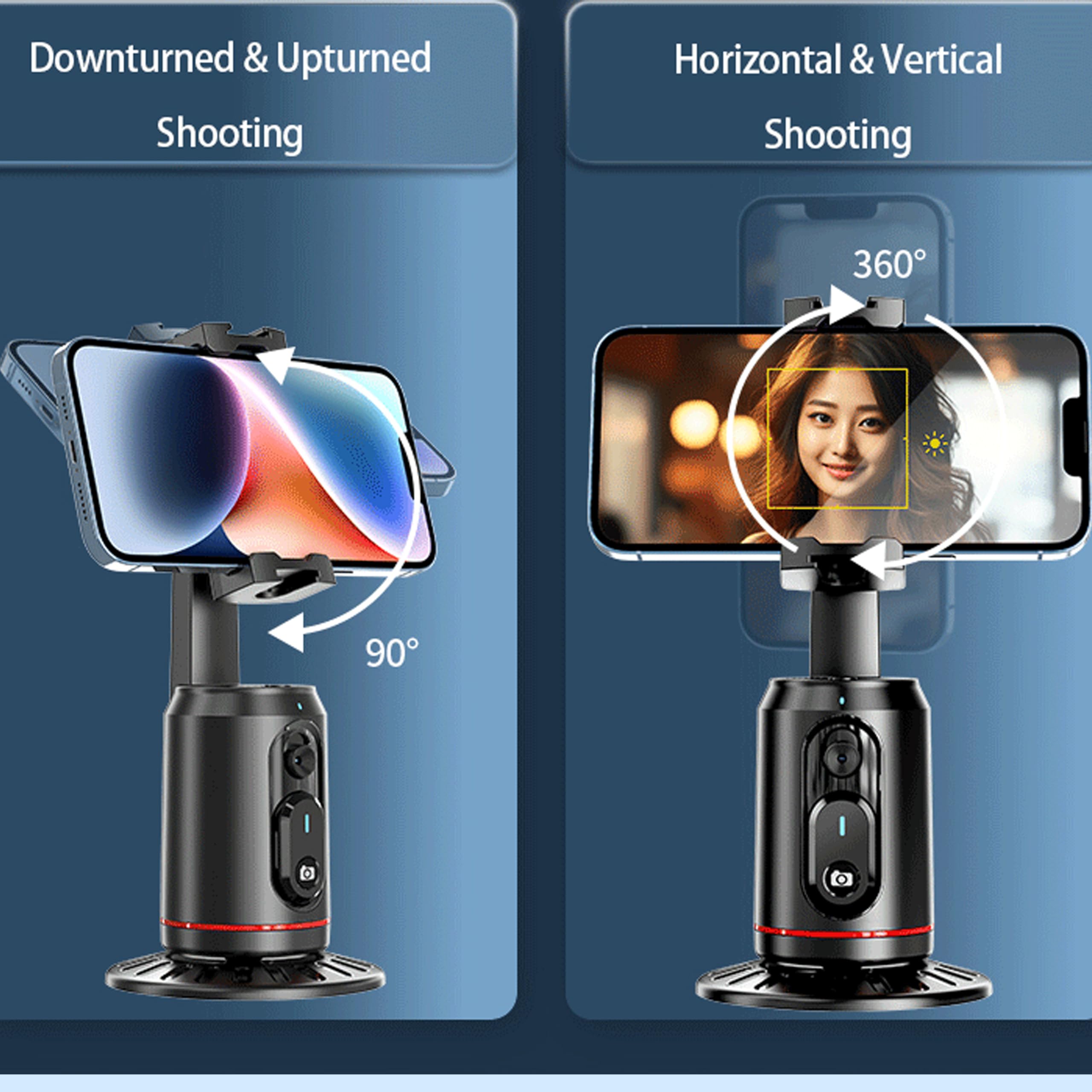 Mqouny Auto Face Tracking Phone Holder, 360° Rotation Face Body Phone Tripod Smart Shooting Camera Mount With Rechargeable Remote And Light For Live Vlog Streaming Video, Rechargeable