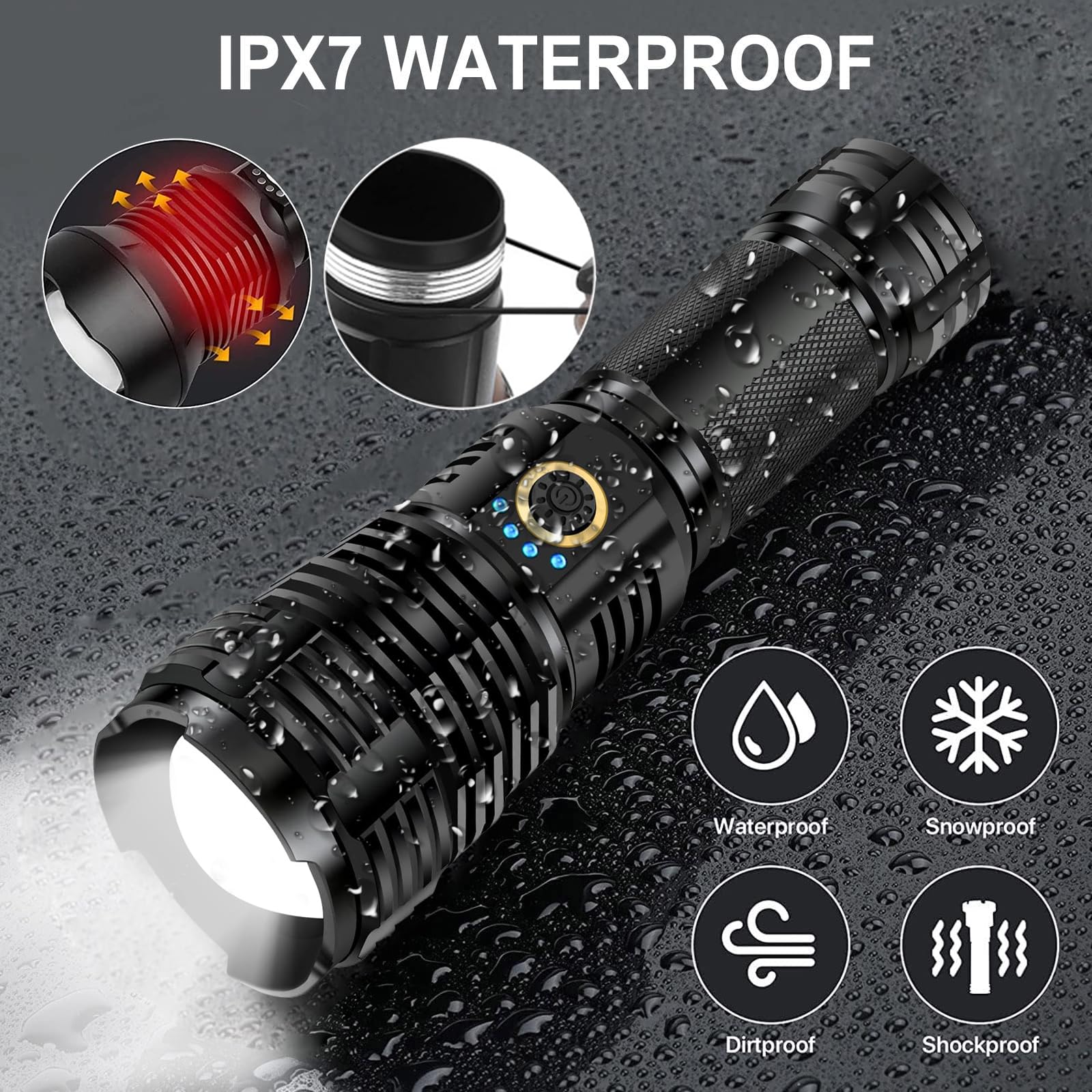 Maoke Bole Flashlights High Lumens, Led Flashlight Rechargeable Super Bright 40000 Lumens Xhp70.2, High Power Tactical Flashlights, Powerful Handheld Emergency Flashlight For Camping Hiking