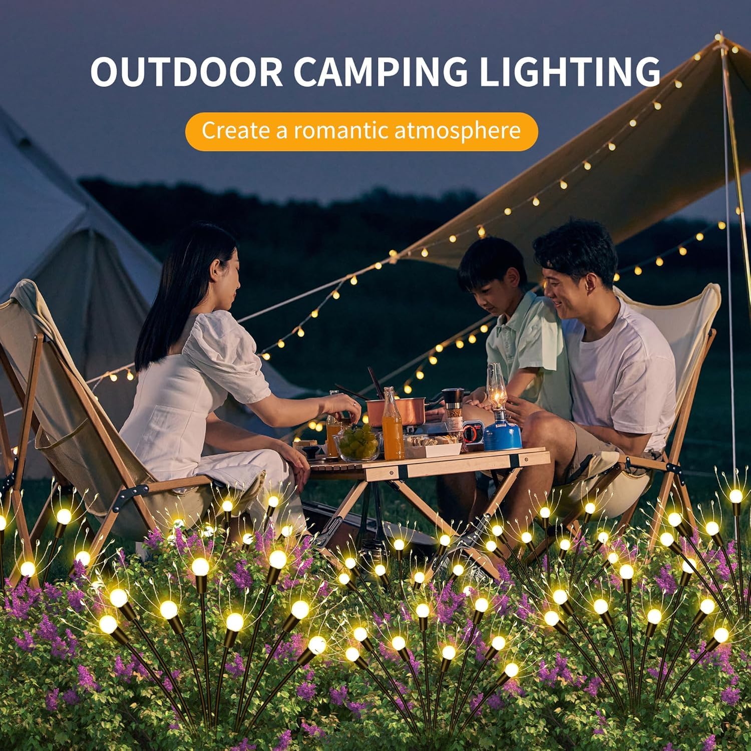 Glarepo Solar Garden Lights, [Innovative  Design] Big Solar Panel With 4 Pack 256 Leds Solar Firefly Swaying Lights, Solar Lights Outdoor Waterproof For Yard For Patio Pathway Landscape Decorative