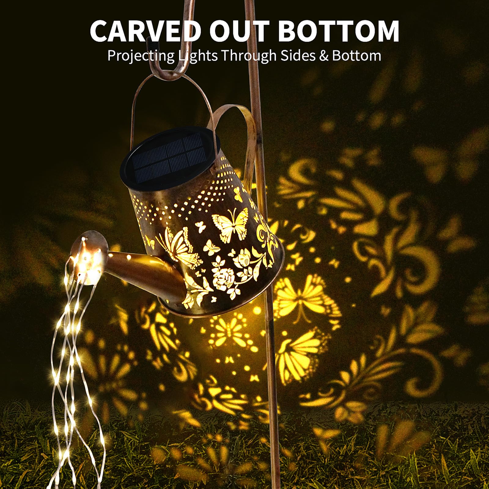 Sproutmaven Watering Can Solar Outdoor Lights, 90 Leds Solar Powered Lights Outdoor By Sproutmaven, Waterproof Garden Lights Decorations For Table Patio Yards Pathway Party