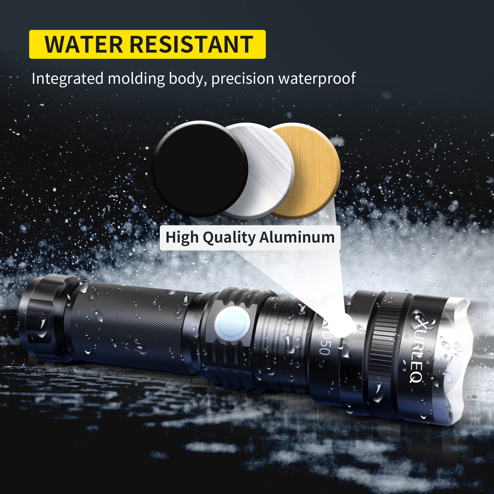 Xurleq Flashlight Rechargeable Flashlights High Lumens Streamlight Flashlight 3 Modes Adjustable Waterproof Tactical Flashlight Led Flashlight For Camping Biking Hiking Outdoor Emergency