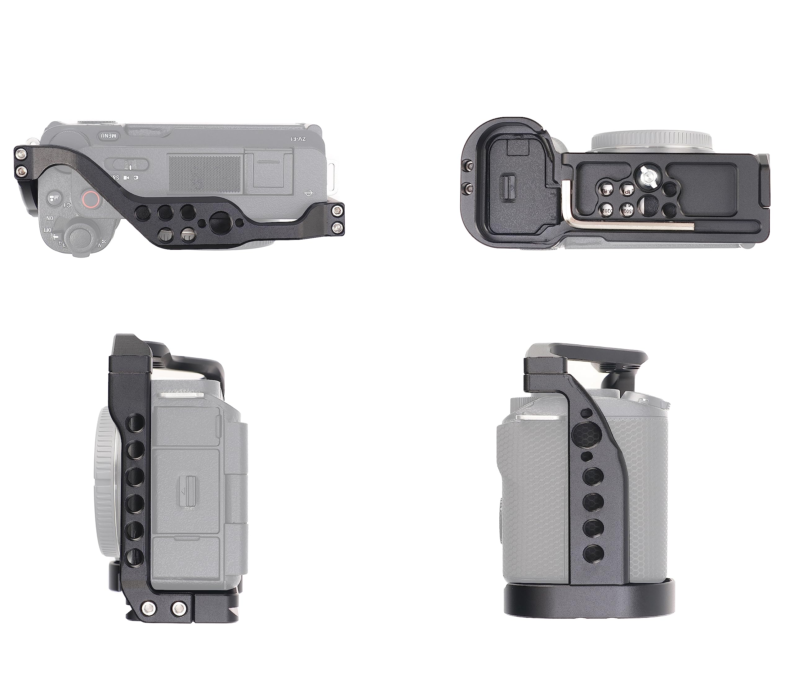 Hersmay Zv-E1 Cage, Video Stabilizer Camera Cage For Sony Zv-E1 Camera Accessories With Top Handle Dslr Rig With Cold Shoe,Handle Locating Holes,Multiple 1/4" 3/8" Screw Holes