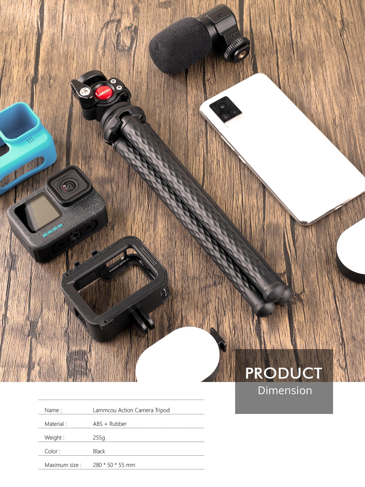 Lammcou Flexible Action Camera Tripod For Gopro Hero 11 10 9 8 Insta360, Bendable Small Mini Action Camera Gorrila Tripod - Perfect For Travel And Adventure