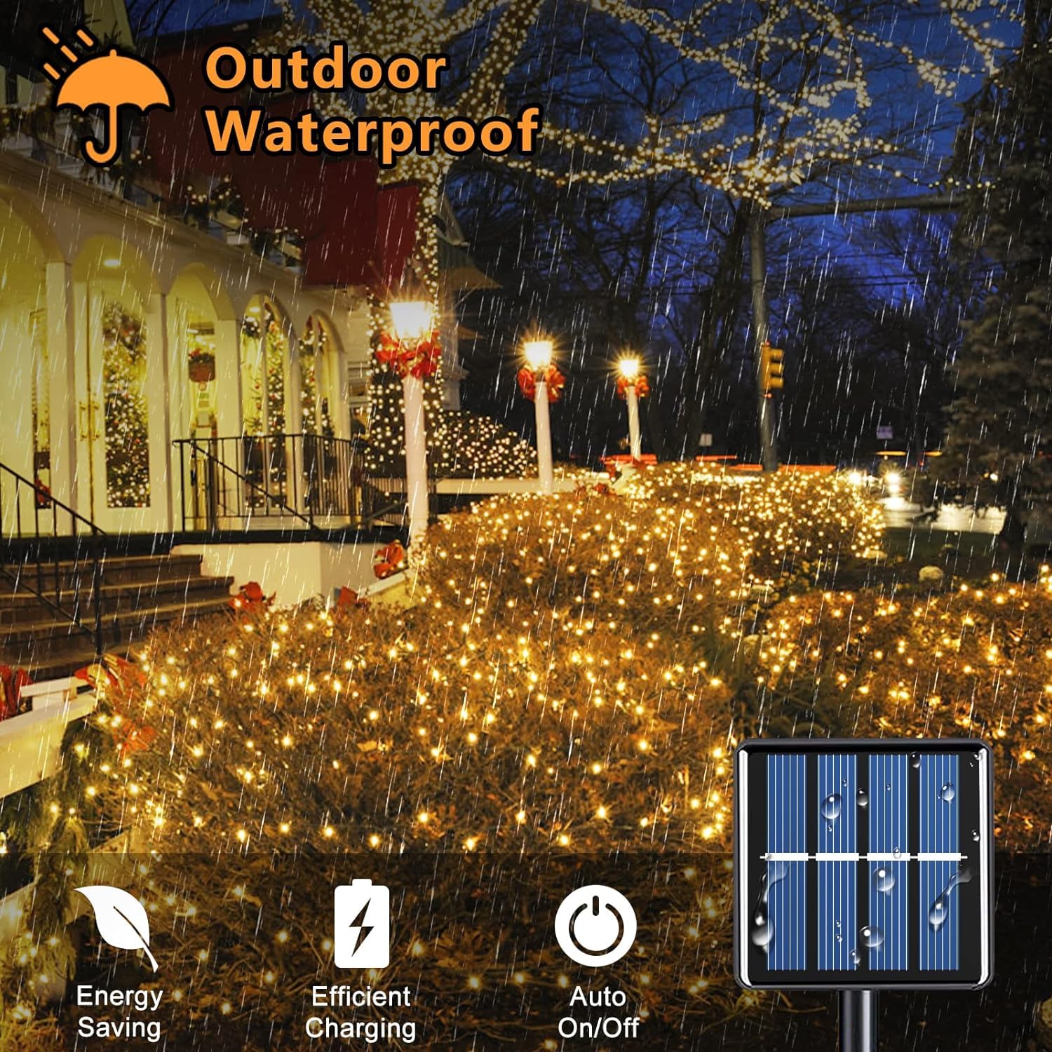 Voolex 4-Pack Solar Christmas String Lights Outdoor -100Led 33Ft Solar Powered Led String Light Waterproof With 8 Modes, Solar Powered Lights For Garden, Fence, Party, Tree Decorations Warm White