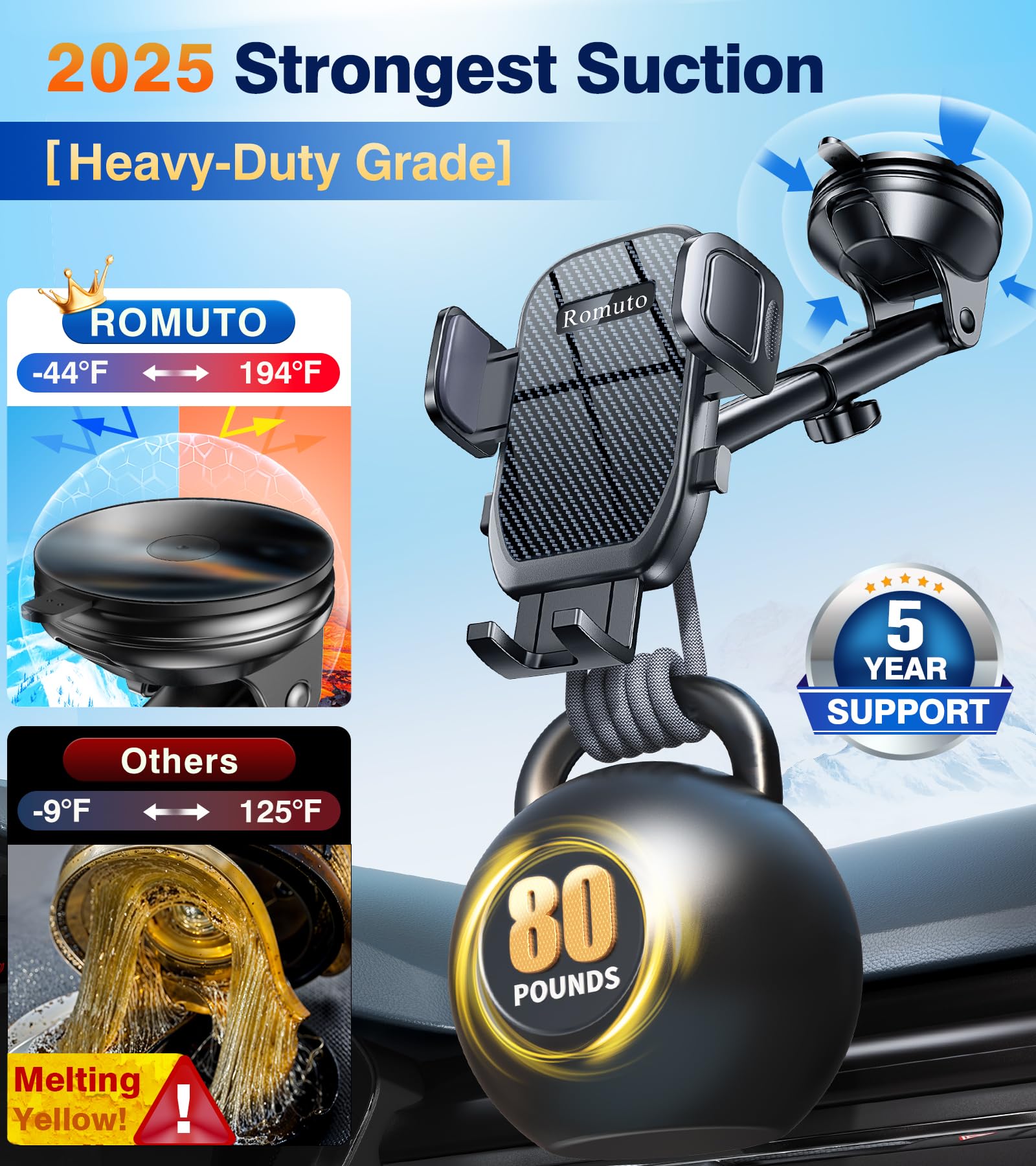 Romuto Car Phone Holder Mount【Window + Vent +Dashboard】Dash Mounted Holders, Suction Cup Phone Holders For Your Car Phone Mount For Truck Cell Phone Automobile Cradle For Iphone Samsung All Smartphone