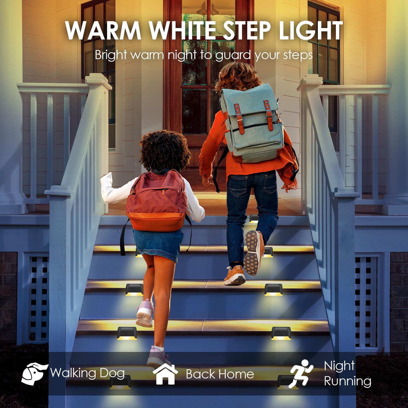 Gliship 16 Pack Solar Step Lights Outdoor, Led Lights Waterproof Weatherproof Solar Lights For Outdoor Fences, Stairs, Step, Yards, Patios, And Pathways, Lights Decorations Outside (Warm White)