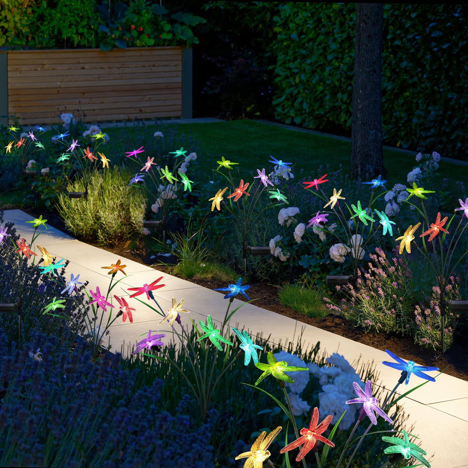 Beidoulu Solar Garden Light Outdoor Decoration Dragonfly Swing Light Set 2 Pcs For Patio Yard Landscape Path Decor For Outdoor