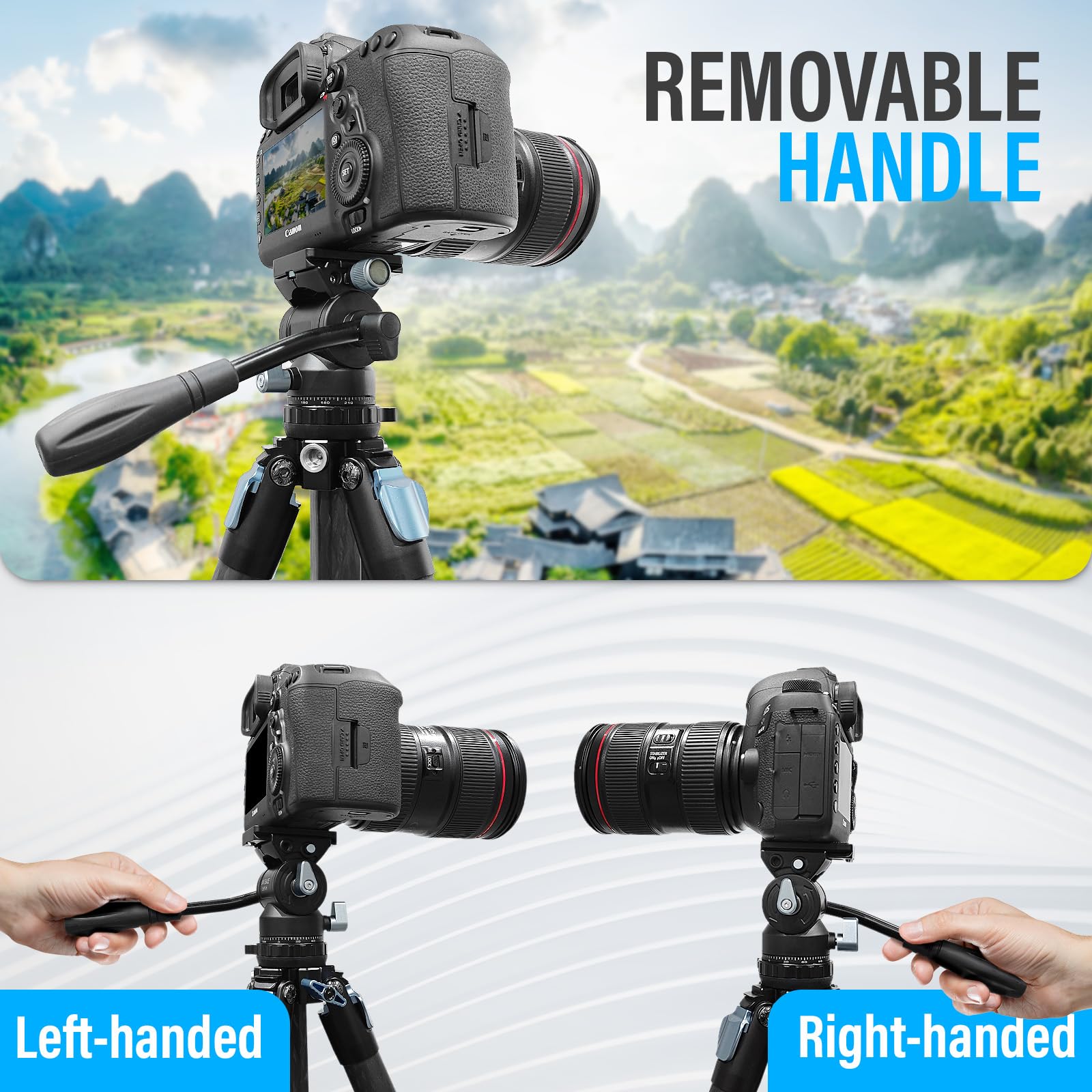 Unibase Tech Unibase Video Fluid Head For Camera Tripod, Pan Tilt Video Head With Arca Swiss Quick Release Plate, Panoramic Head For Compact Dslr Camera Mirrorless Camera, 11Lbs/ 5Kg Max Payload