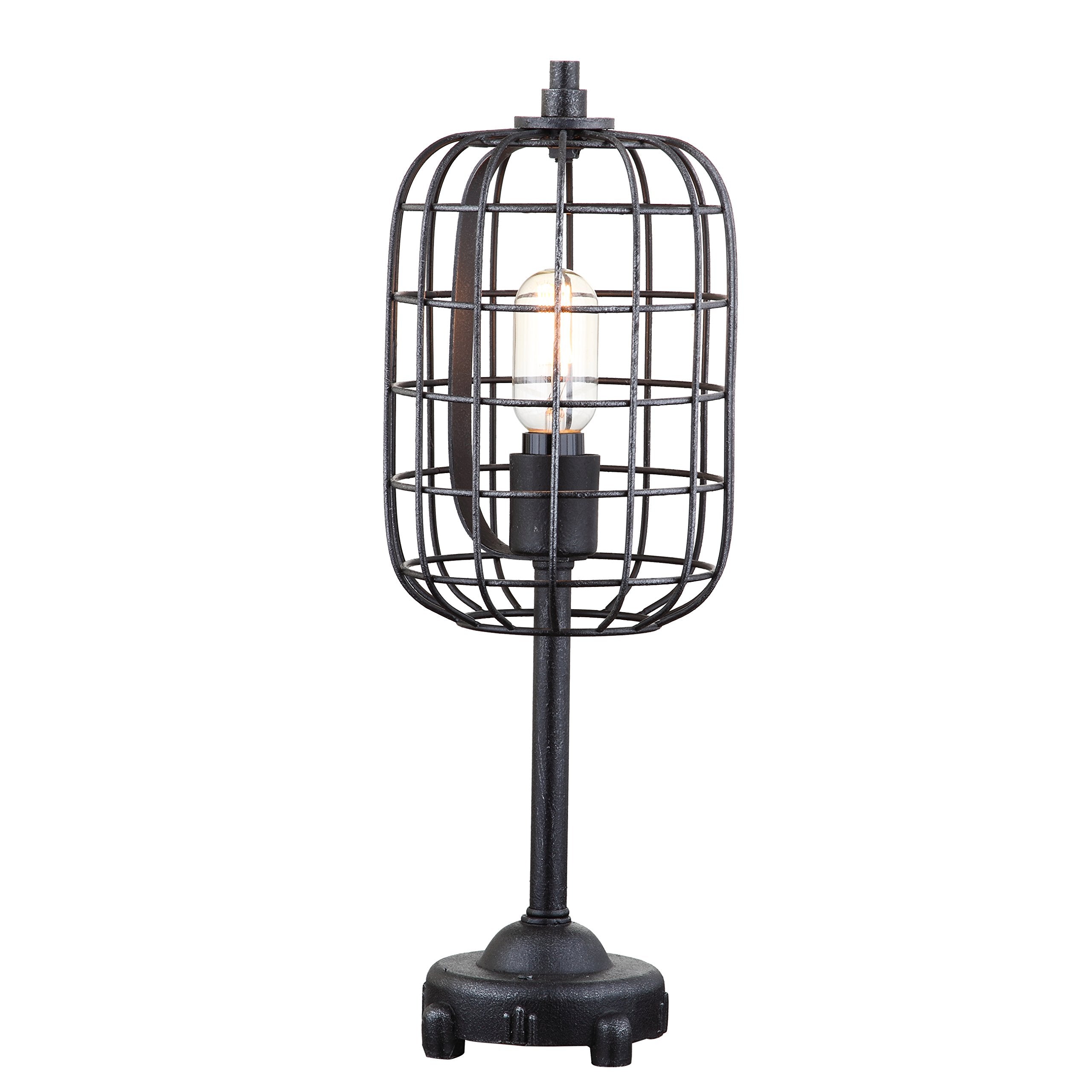 Jonathan Y Jyl4029A Odette 20" Industrial Metal Table Lamp Rustic Transitional Bedside Desk Nightstand Lamp For Bedroom Living Room Office College Bookcase, Black/Silver