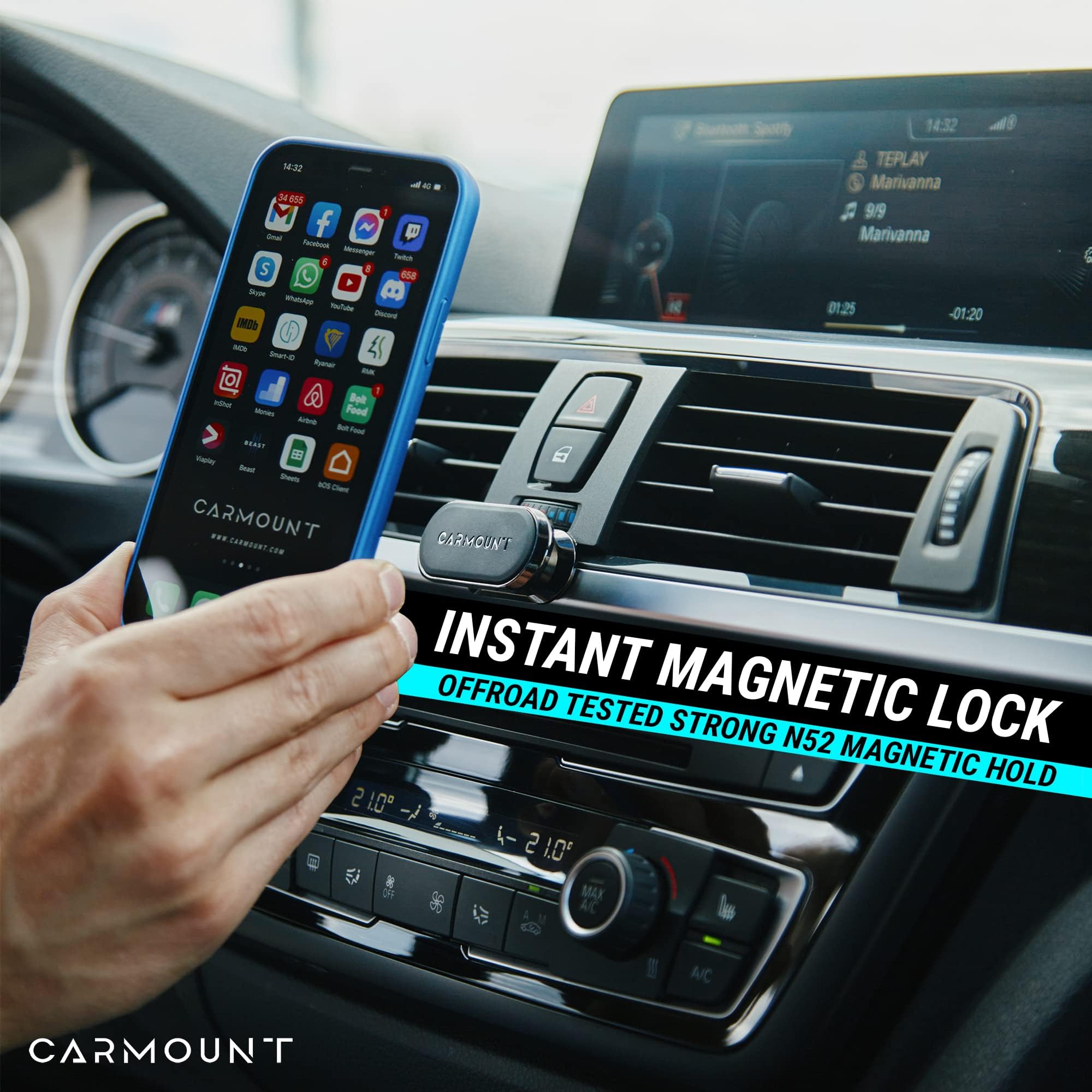 Carmount F1 Dashboard Car Mount  Magnetic Phone Holder For Car, Ultra Strong 8X N52 Magnets, 360° Rotation, Universal Dash Mount For All Phones (2-Pack)  Car Mount Magnet