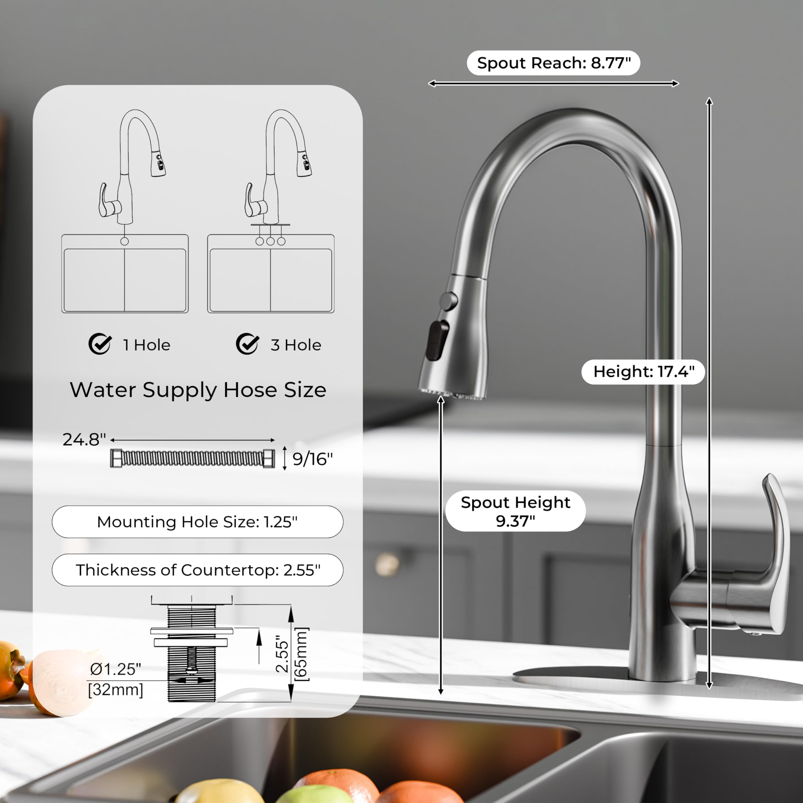 Garveetech Touchless Kitchen Faucet With Pull Down Sprayer, Dual Sensor Sink Faucets, Stainless Steel Single Handle Faucet For 1 Or 3 Hole, Suitable For Farmhouse Laundry Camper Rv Bar