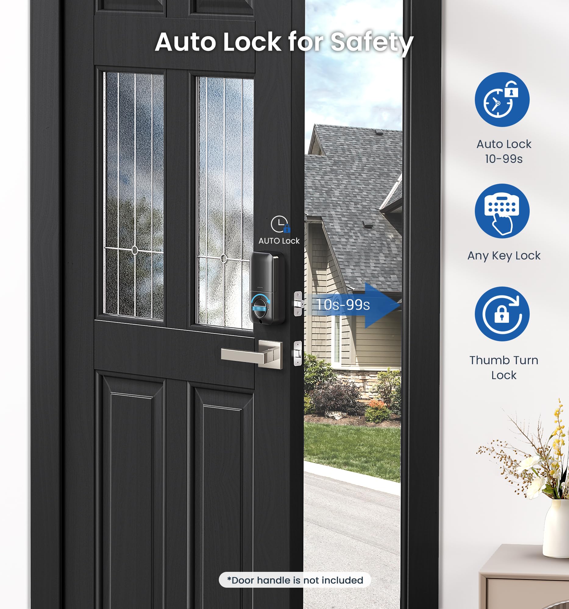 Veise Fingerprint Door Lock, Keyless Entry, Auto Lock, Electronic Keypad Deadbolt For Front Door, Biometric, Anti-Peeking Password, Easy Install, Oil Rubbed Bronze