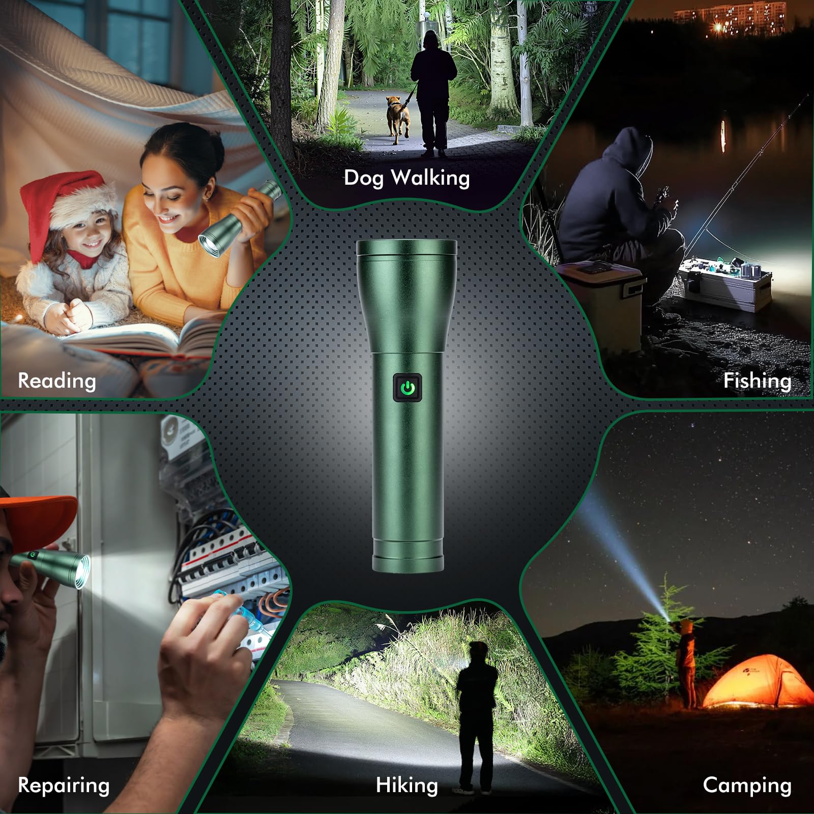 Sogidon Flashlights High Lumens Rechargeable, 1,200,000 Lumens Super Bright Wider Beam Led Tactical Handheld Flash Light With 3 Modes, Usb C, Zoomable Beam, Ip76 Waterproof