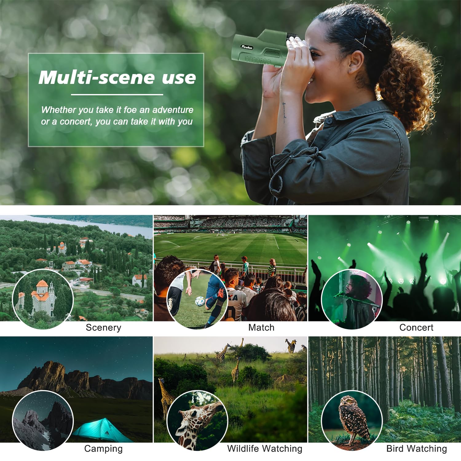 Pankoo High-Definition 12X50 Monocular For Adults - Includes Smartphone Adapter, Tripod & Hand Strap - Premium Bak4 Prism & Fmc Lens - Ideal For Bird Watching, Sports, Hiking, And Travel