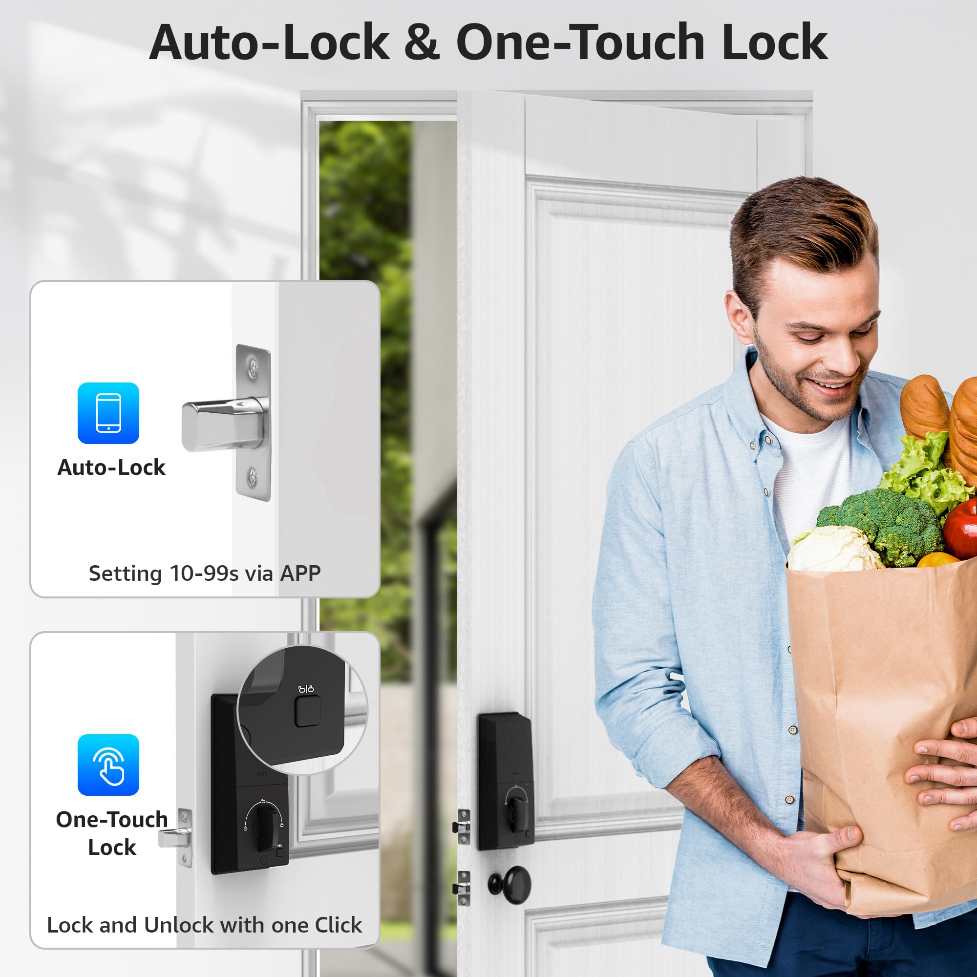 Lock&Solver Keyless Entry Door Lock, Smart Lock For Front Door, Keypad Fingerprint Doorlock, App Remote Control, One-Time Code, Auto Lock, Easy Installation With Video Guide, Rust-Resistant Zinc