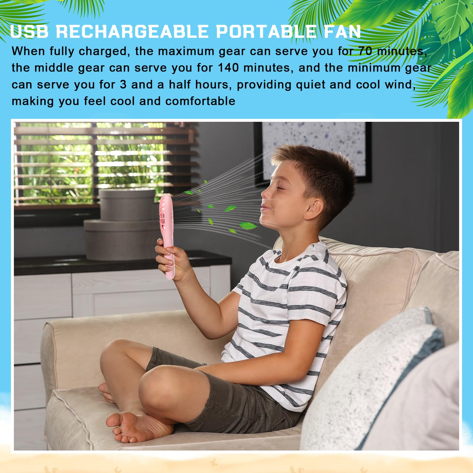 Small rechargeable desk fans with adjustable speeds, perfect for personal use and outdoor activities Koospark