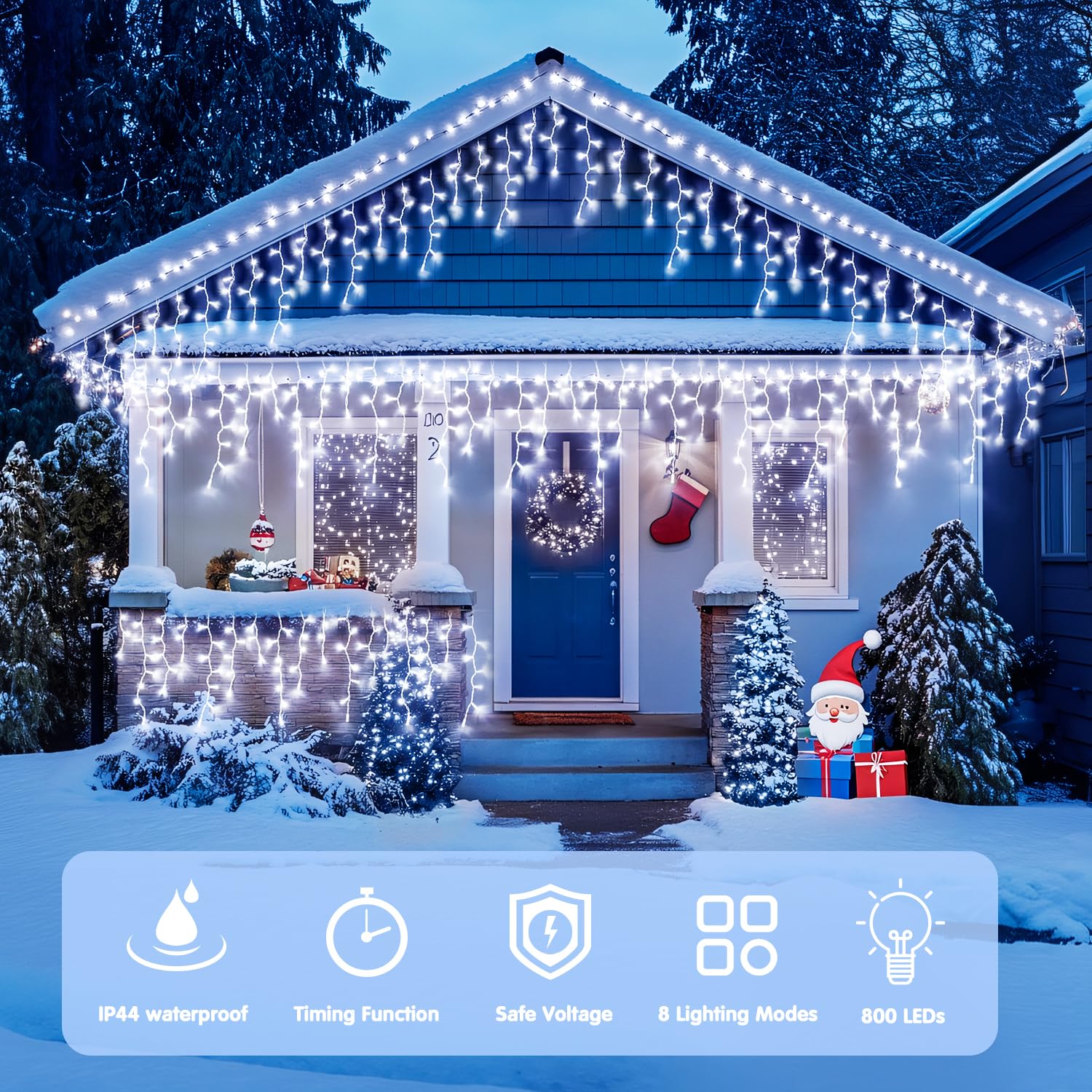Jmexsuss Christmas Icicle Lights For Outside: 800 Led White Icicle Lights Outdoor Waterproof - White Christmas String Lights For House Wedding Party Christmas Decoration