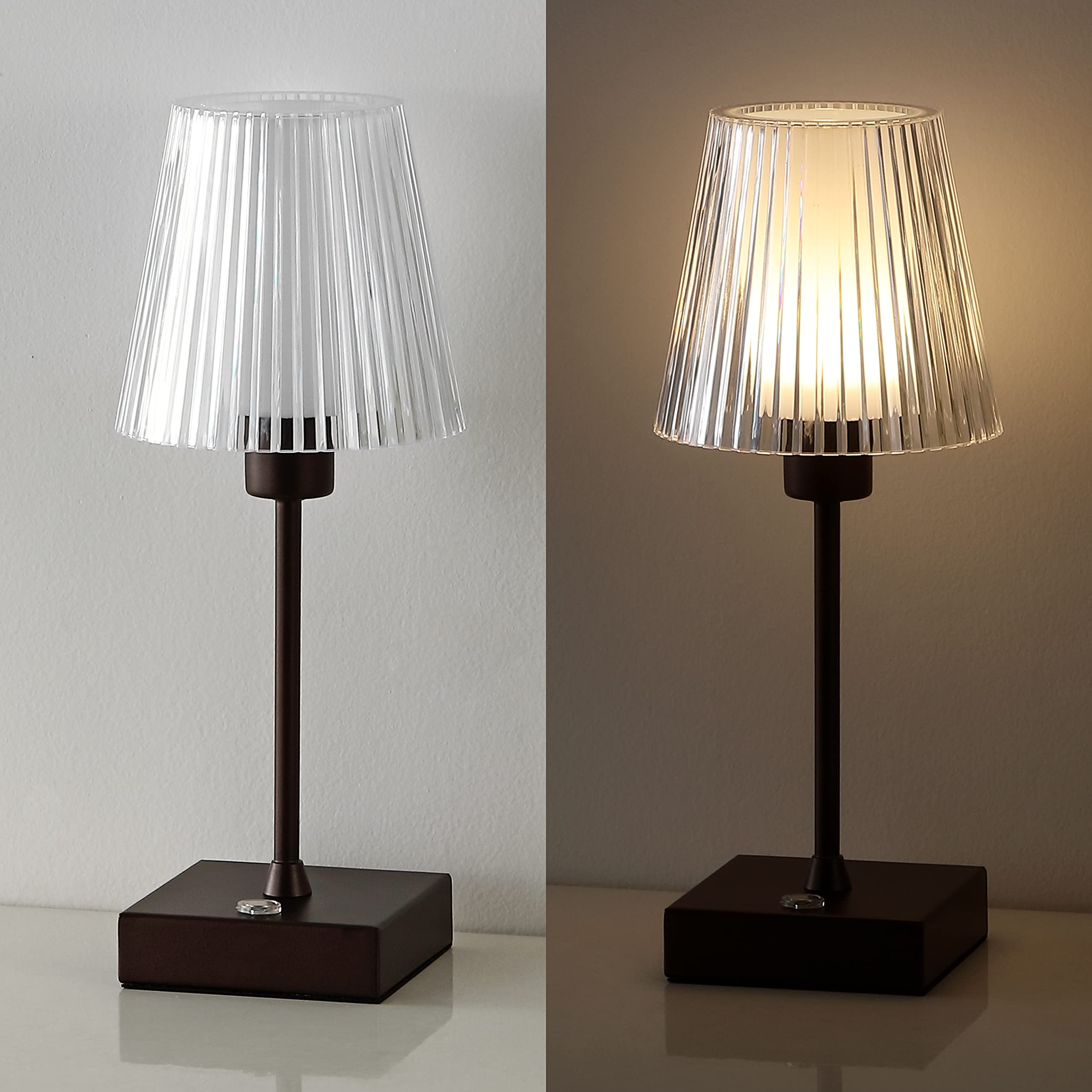 Jonathan Y Jyl7225A Oscar 12.5" Modern Industrial Rechargeable/Cordless Portable Iron/Acrylic Integrated Led Table Lamp, Ribbed Shade, Contemporary Bedside Desk Nightstand Lamp, Oil Rubbed Bronze