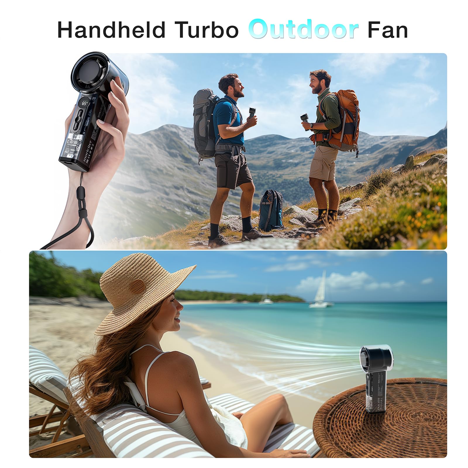 Handheld Portable Trubo Fan For Ice Cooling - 1-100 Adjustable Powerful Mini Cooling Personal Fan