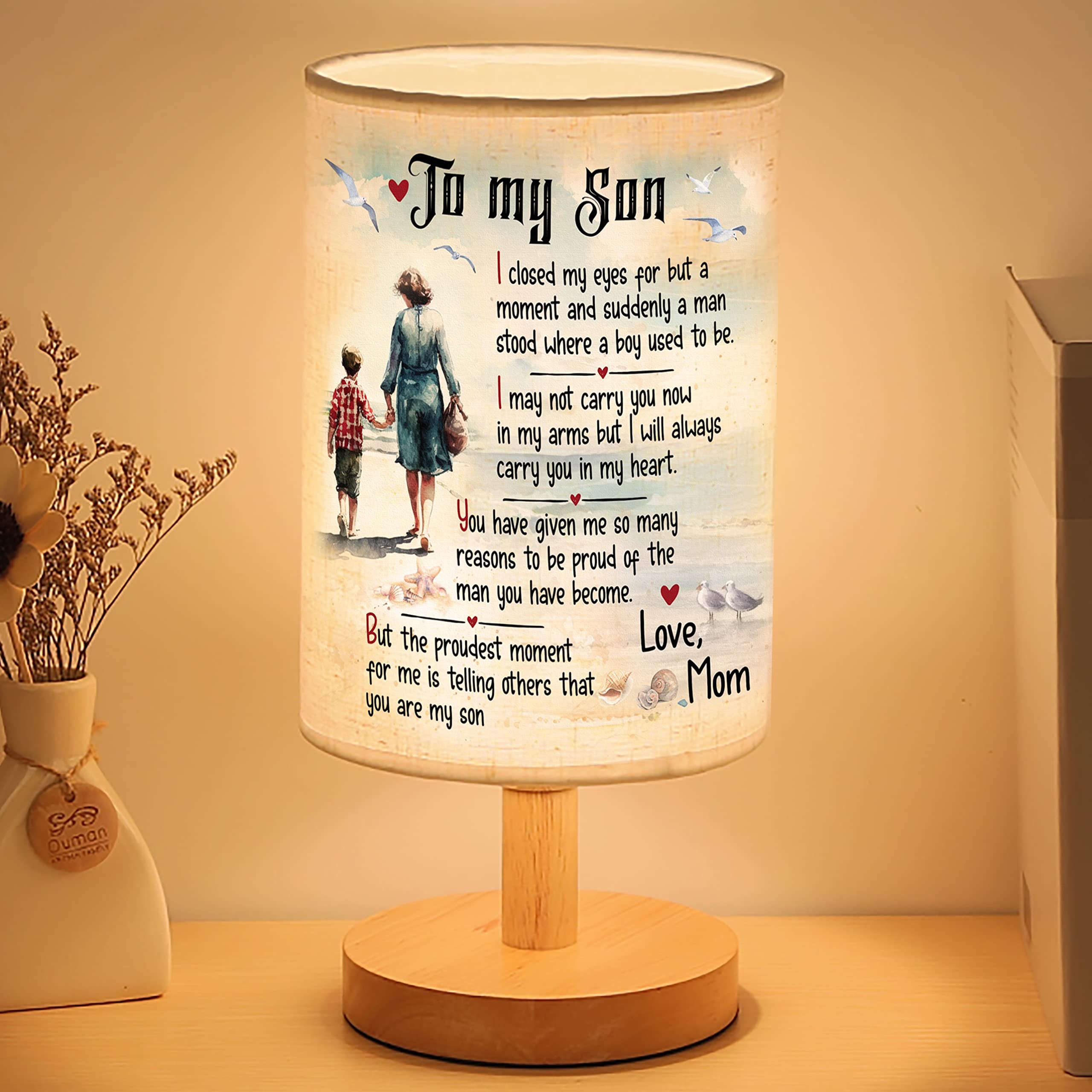 Myfihu Son Lamp For Son From Mom, Happy Birthday To My Adult Son Christmas , Son Birthday , Valentine Mother Son Table Lamp Tnt7