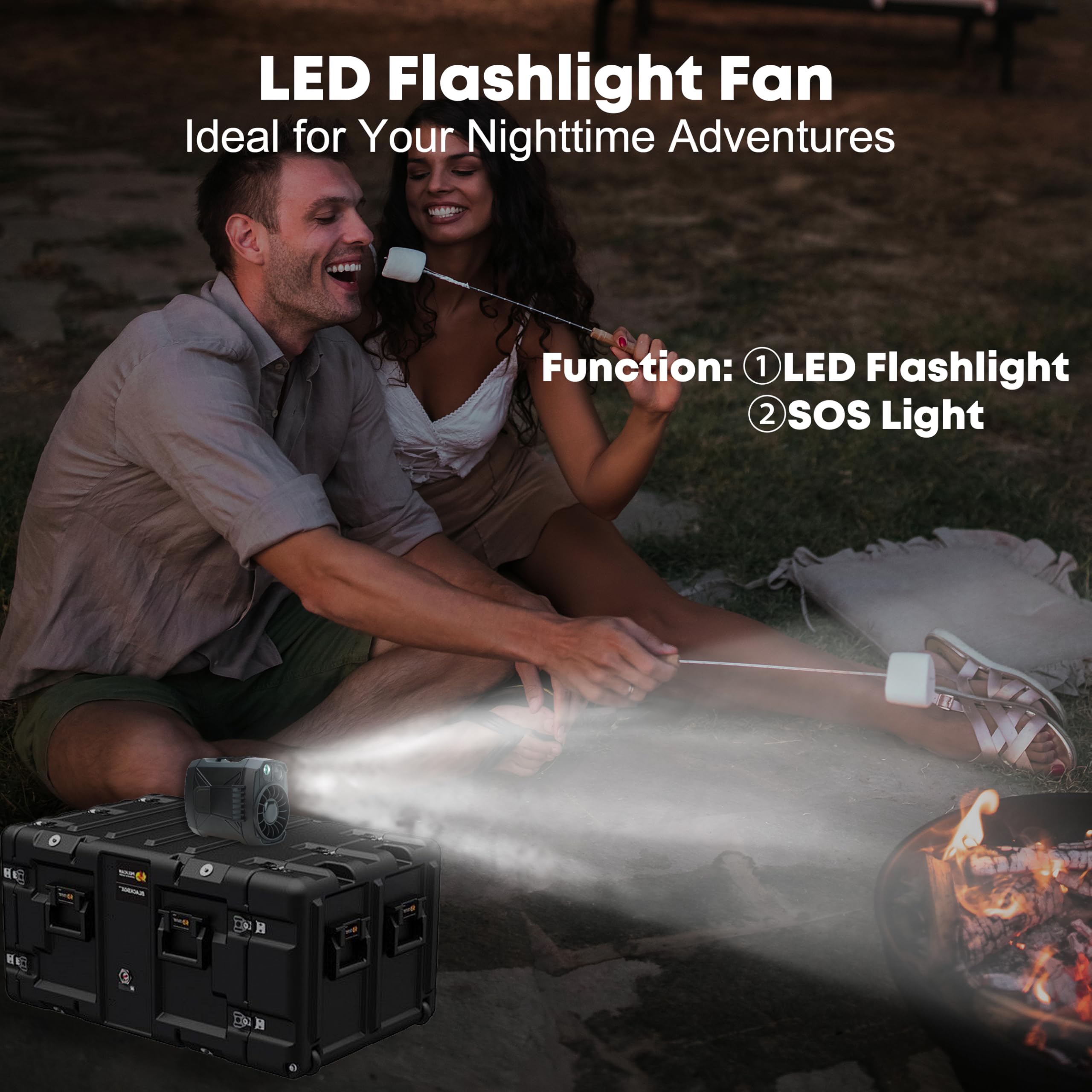 Portable Fan Rechargeable,4 Speeds Strong Airflow Small Fan Waist,Battery Powered,For Travel Camping